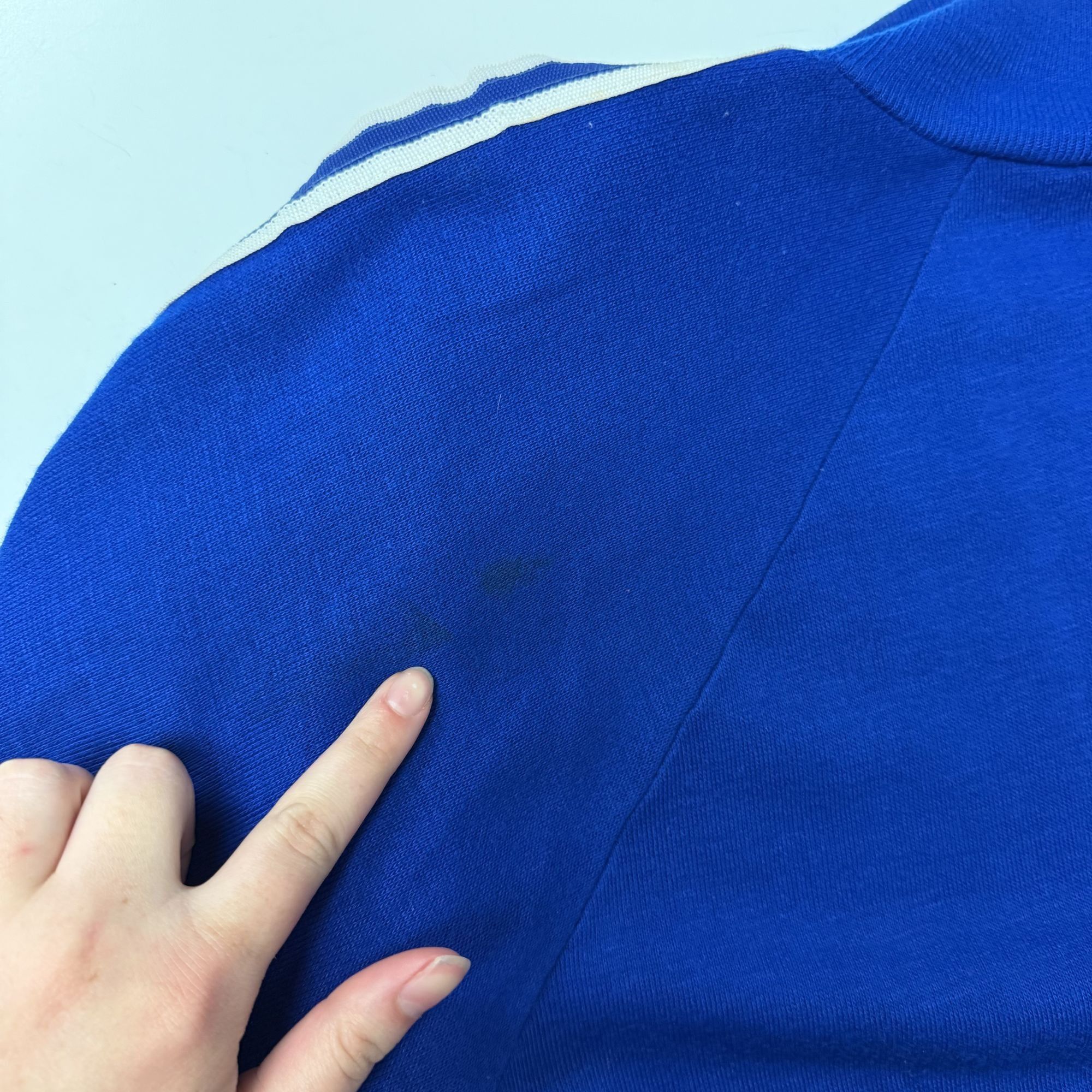 Other Vtg Royal Blue Acrylic White STRIPE Warm Up Running Jacket Size US M / EU 48-50 / 2 - 9 Thumbnail