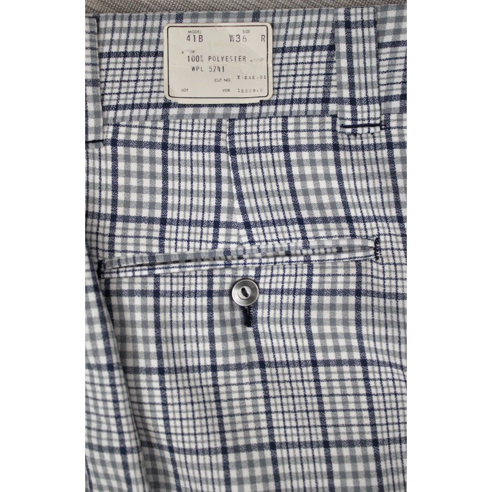 Vintage VINTAGE Men’s VTG NOS 1970s Grey Blue & White Plaid Pants 36x29 Polyester Disco Golf Mens Size US 36 / EU 52 - 7 Thumbnail