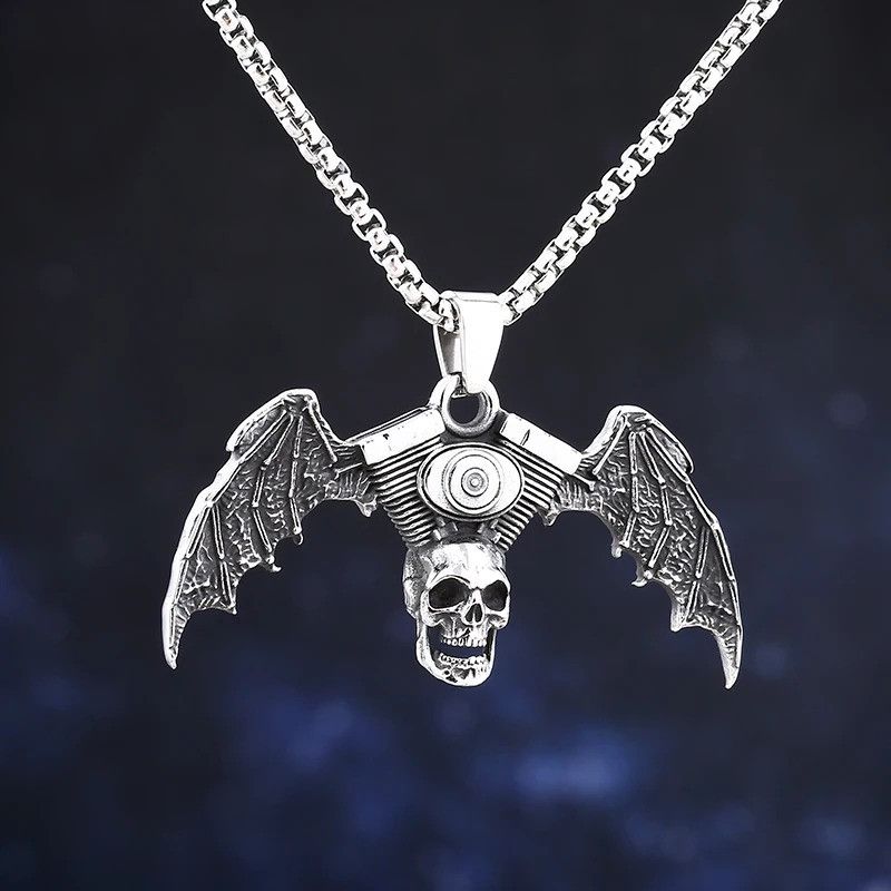 Japanese Brand × Jewelry Rock Skull Biker Pendant Necklace Size ONE SIZE - 1 Thumbnail
