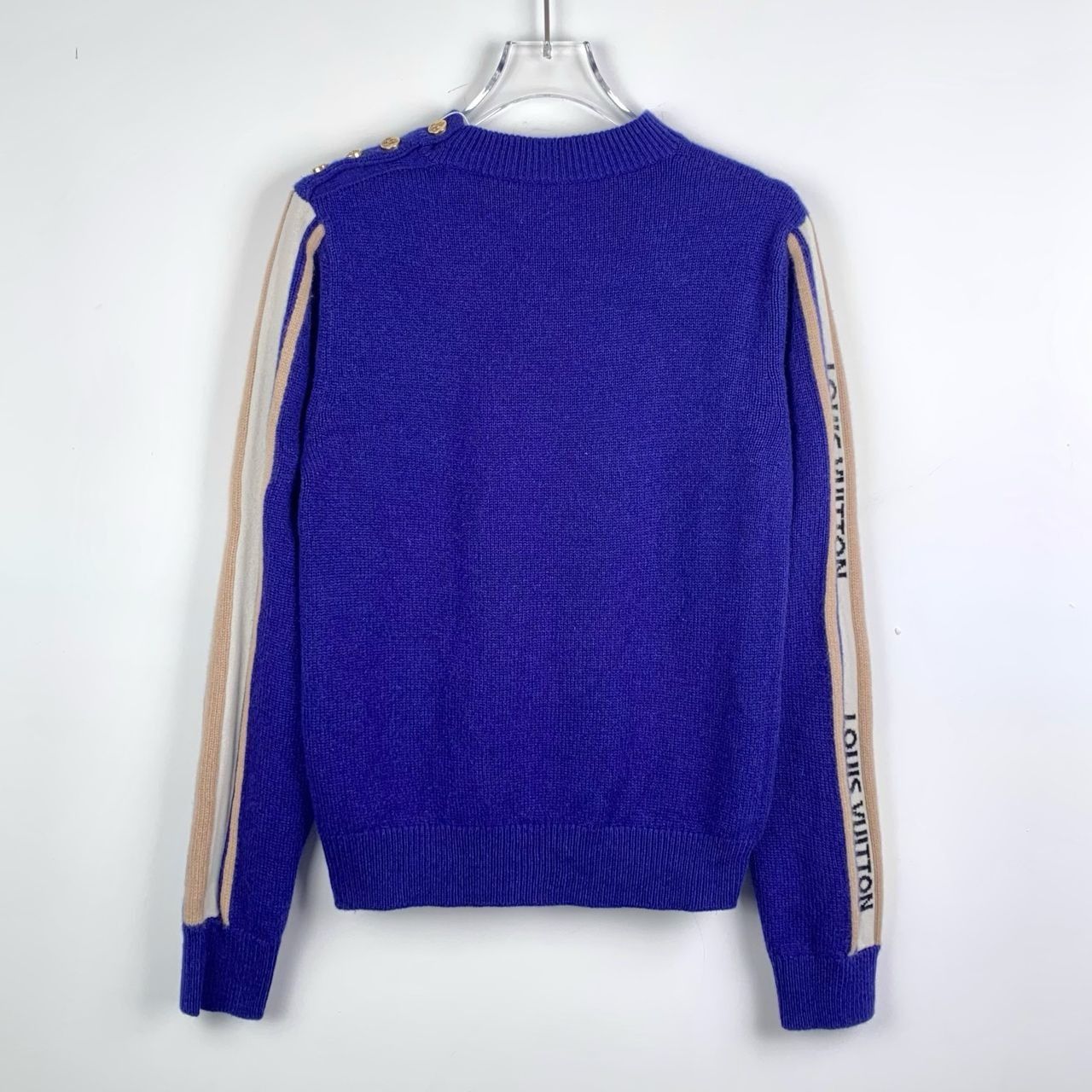 Louis Vuitton Louis Vuitton Blue & Tan Cashmere Knit Sweater With Logo & S Size US L / EU 52-54 / 3 - 7 Thumbnail