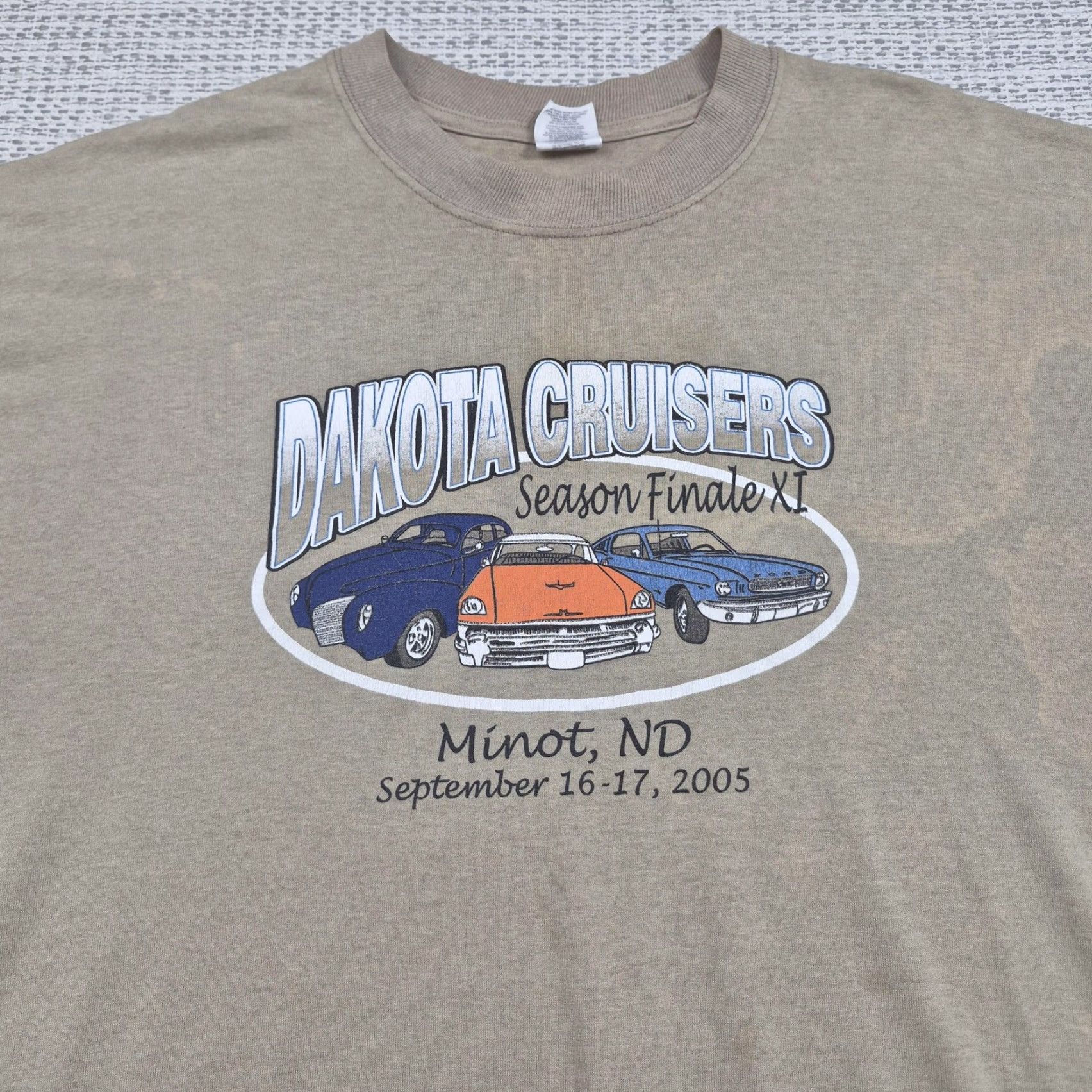 Jerzees VINTAGE Jerzees Dakota Cruisers Shirt Mens XL Beige Car Show Minot ND 2005 T-Shirt Crew Neck Short Sleeve Graphic Print Size US XL / EU 56 / 4 - 4 Thumbnail