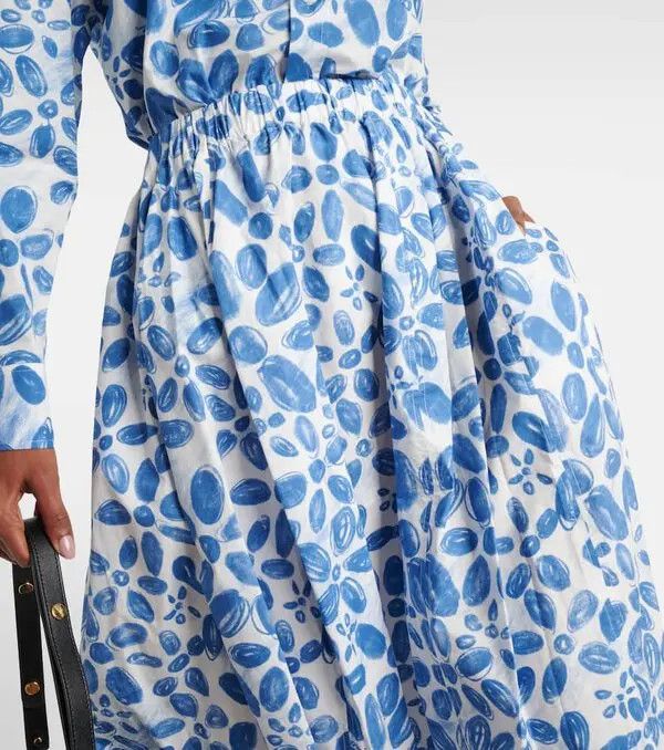 Marni o1w1db11125 High-Rise Cotton Midi Skirt in Blue Size 27" / US 4 / IT 40 - 4 Thumbnail