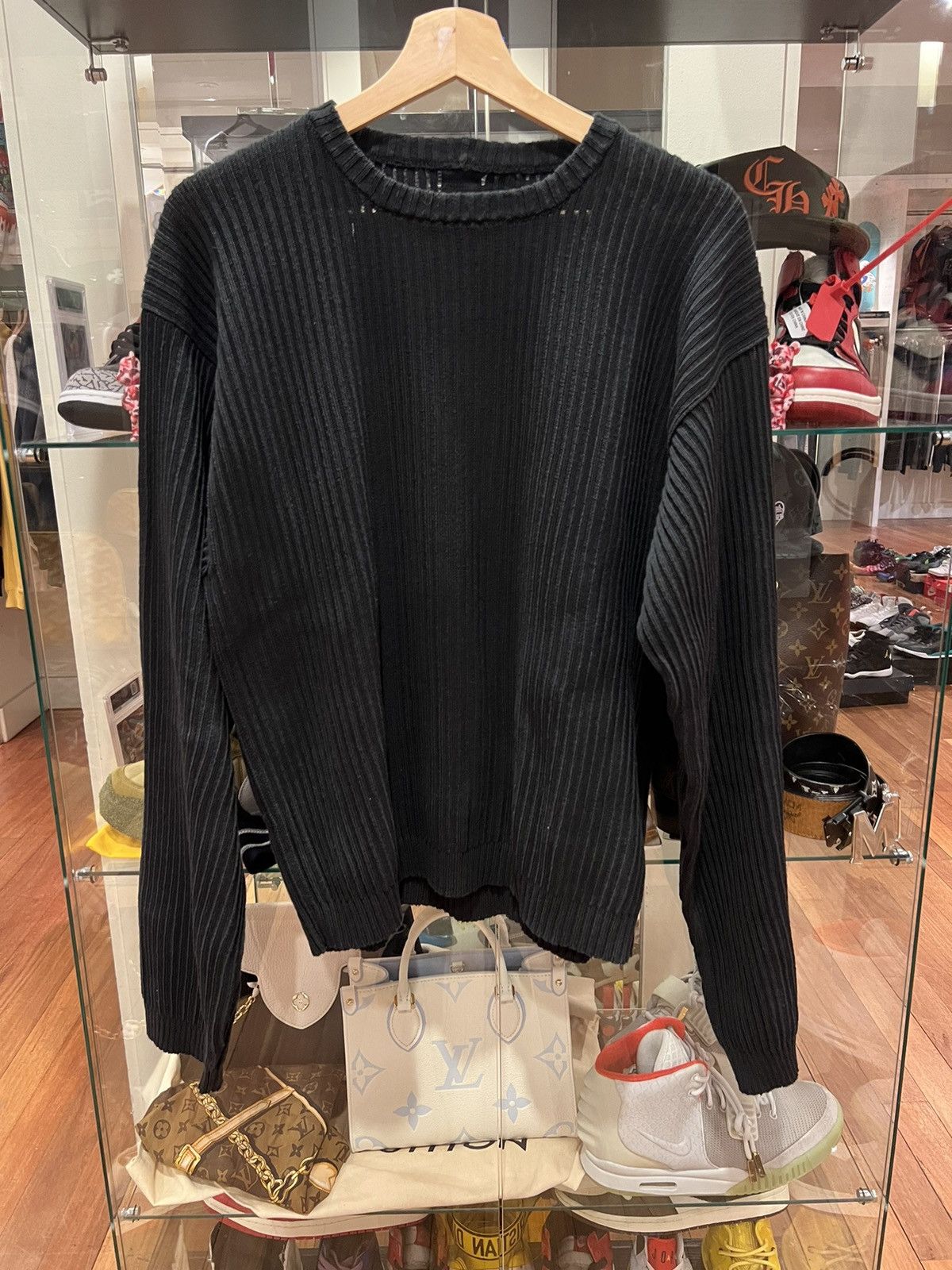 image of Rick Owens Knitted Ribbed Sweater Black, Men's (Size Large)