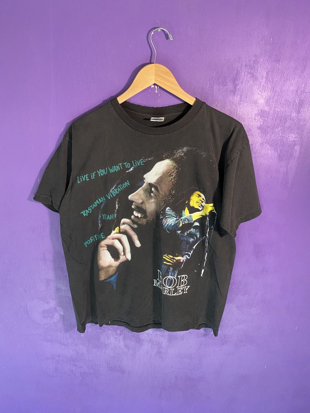 Rap Tees Vintage 1996 Bob Marley faded singing rap tee Size US L / EU 52-54 / 3 - 1 Thumbnail
