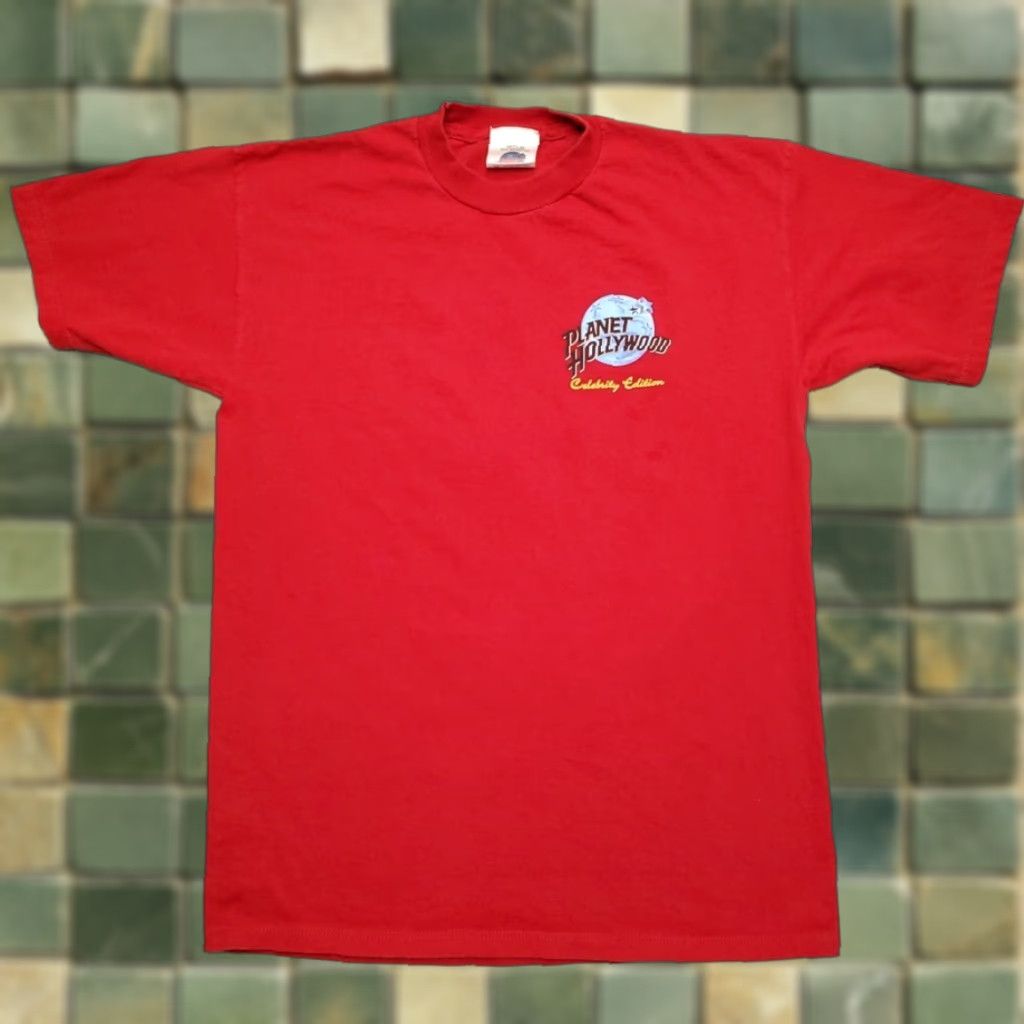 Planet Hollywood VINTAGE Planet Hollywood Shirt Mens M Red Crew Neck Cotton Jersey Short Sleeve Graphic Print 90s Sylvester Stallone Hercules O Clock Mens Size US M / EU 48-50 / 2 - 1 Thumbnail