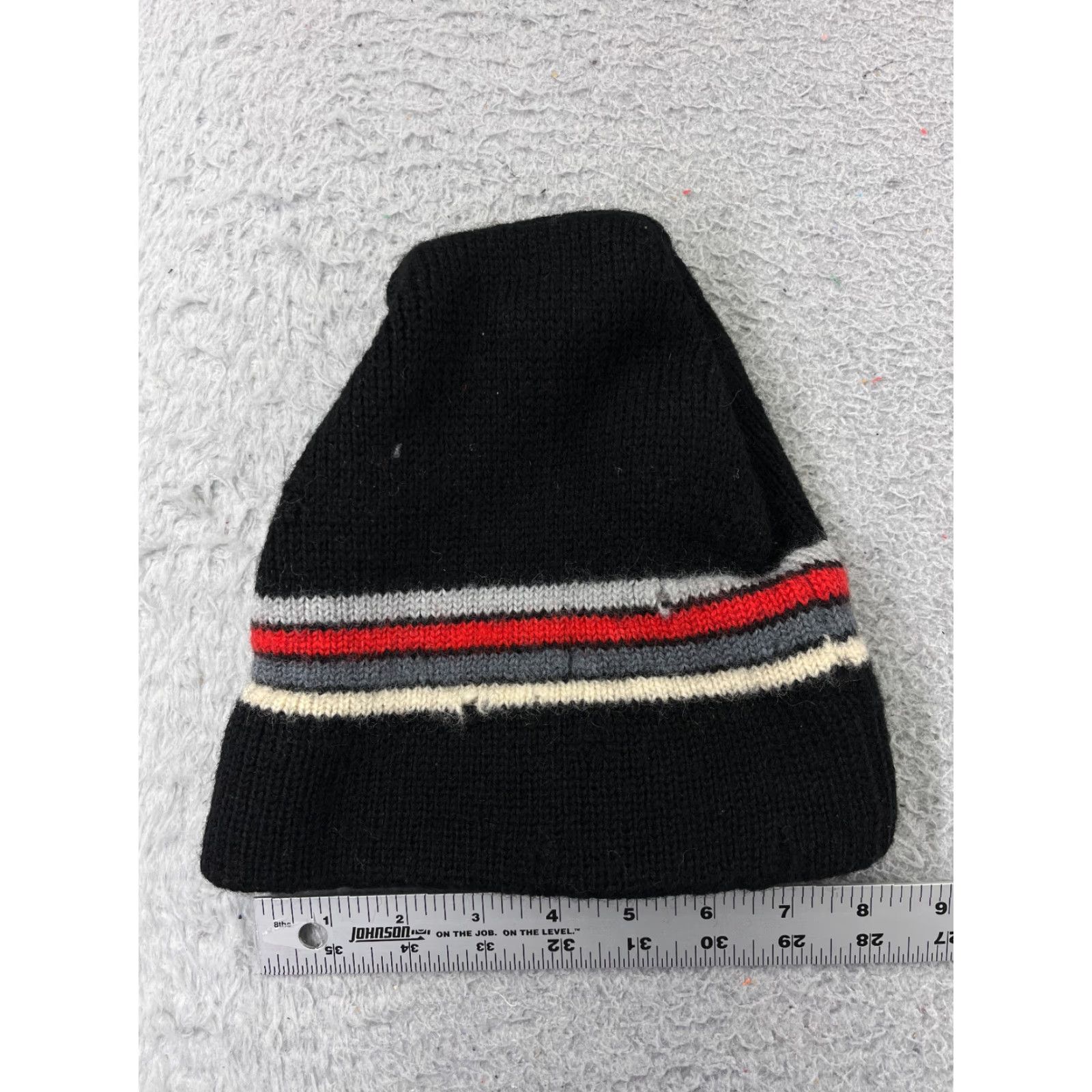 Vintage Herman's Beanie Toque Adult One Size Black Red White Stripe 100% Wool Ski Winter Size ONE SIZE - 3 Thumbnail