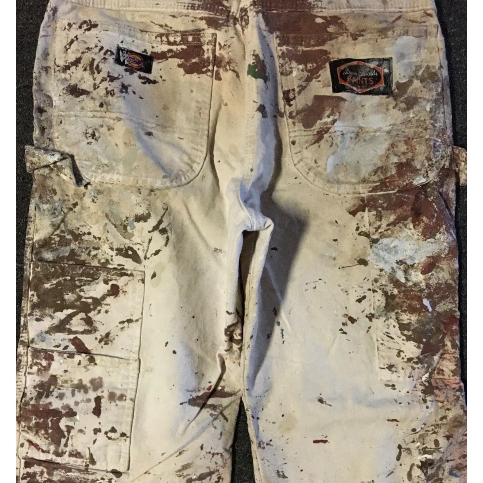Dickies VINTAGE Dickies Thrashed Faded Distressed Paint Splatter Pants 32 Beige 90s Grunge Punk Skate Biker Carpent er Mens Pants Size US 38 / EU 54 - 4 Thumbnail