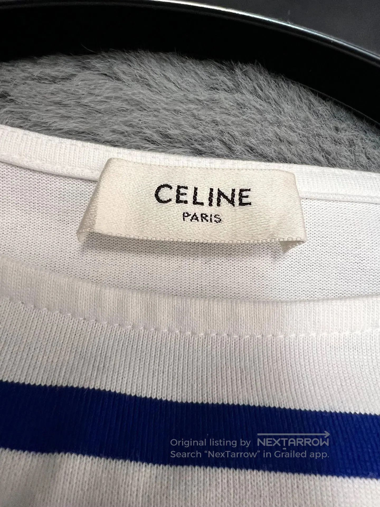 Celine Celine White Blue Stripe Logo Long. Size US S / EU 44-46 / 1 - 3 Thumbnail