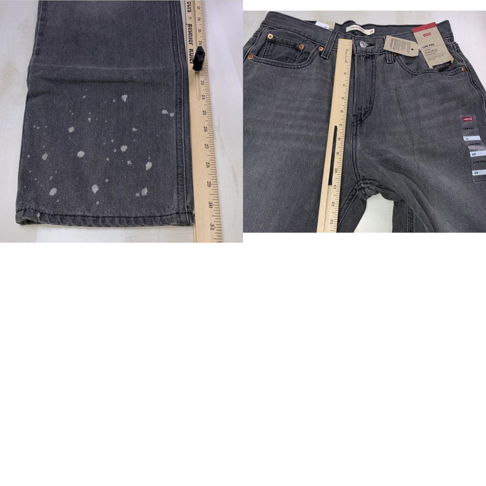 Levi's VINTAGE Levi’s Low Pro Straight Jeans Womens 29 NWT12658 Charcoal Grey Splattered Cotton Blend Denim Members Mens Womens Size 29" - 9 Thumbnail
