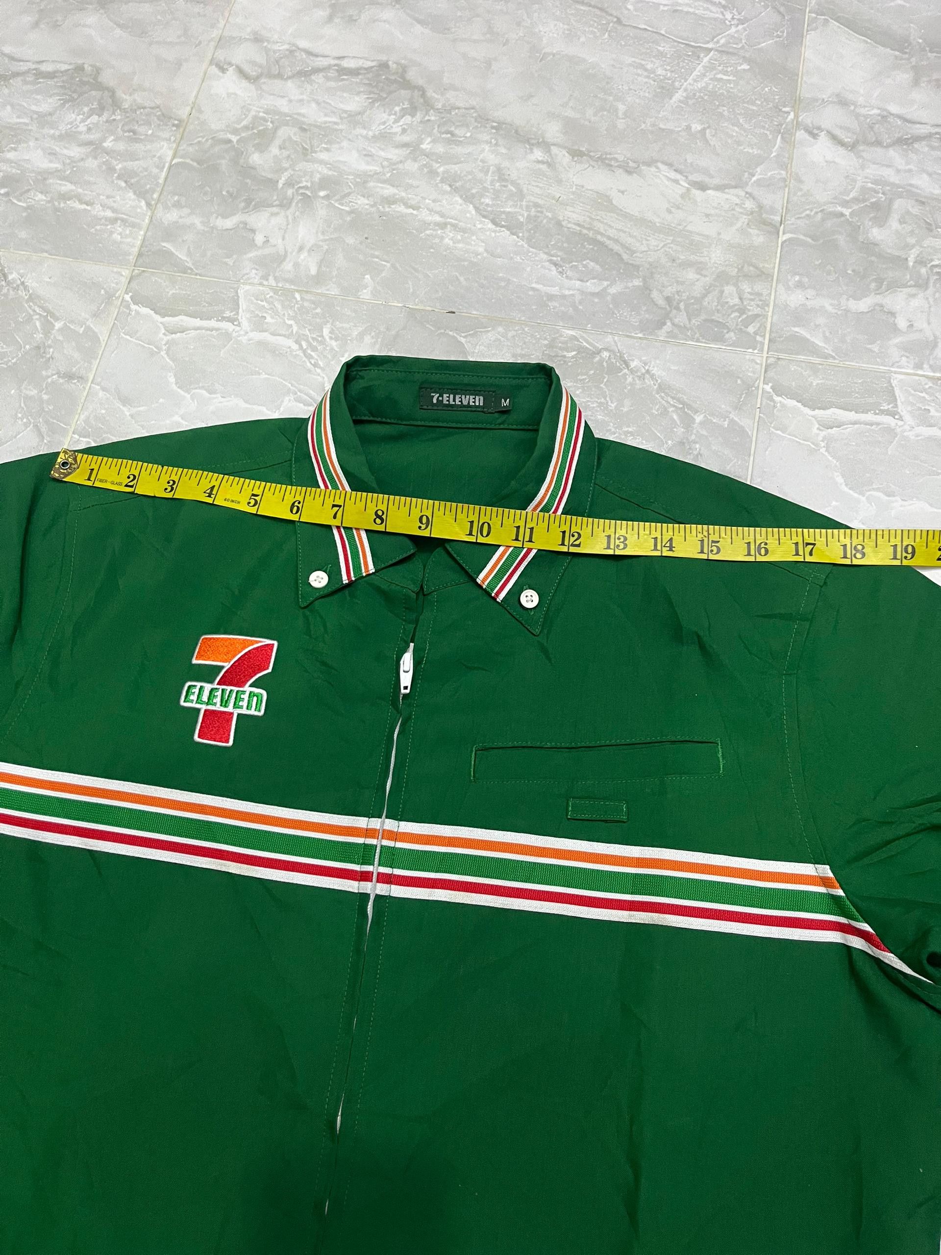 Japanese Brand 7-Eleven Japan Workwear Zip Shirt Racing Stripe Size US M / EU 48-50 / 2 - 14 Thumbnail
