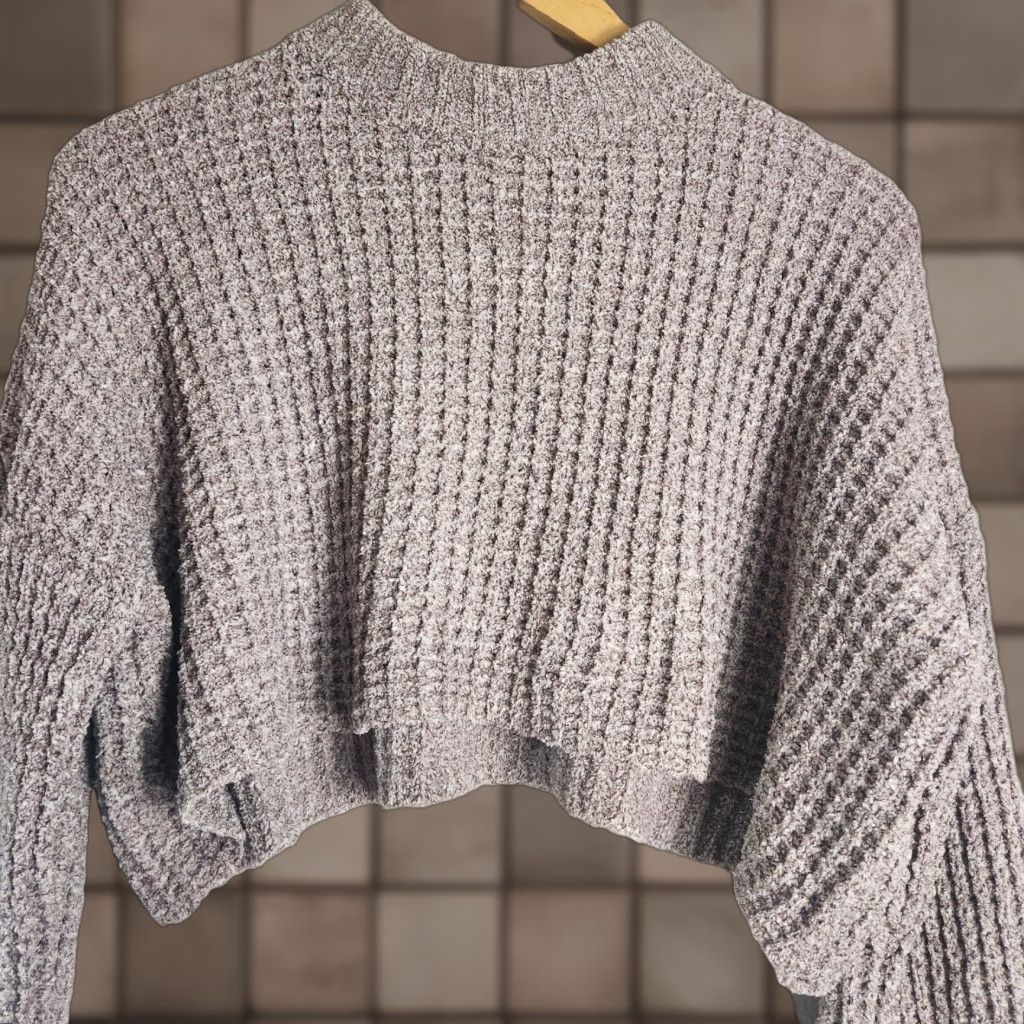 Forever 21 Forever 21 Womens Mauve Chenille Cropped Long Sleeve Crewneck Sweater S NWT Oversized Waffle Knit Pullover Casual Girls Womens Size S / US 4 / IT 40 - 1 Thumbnail