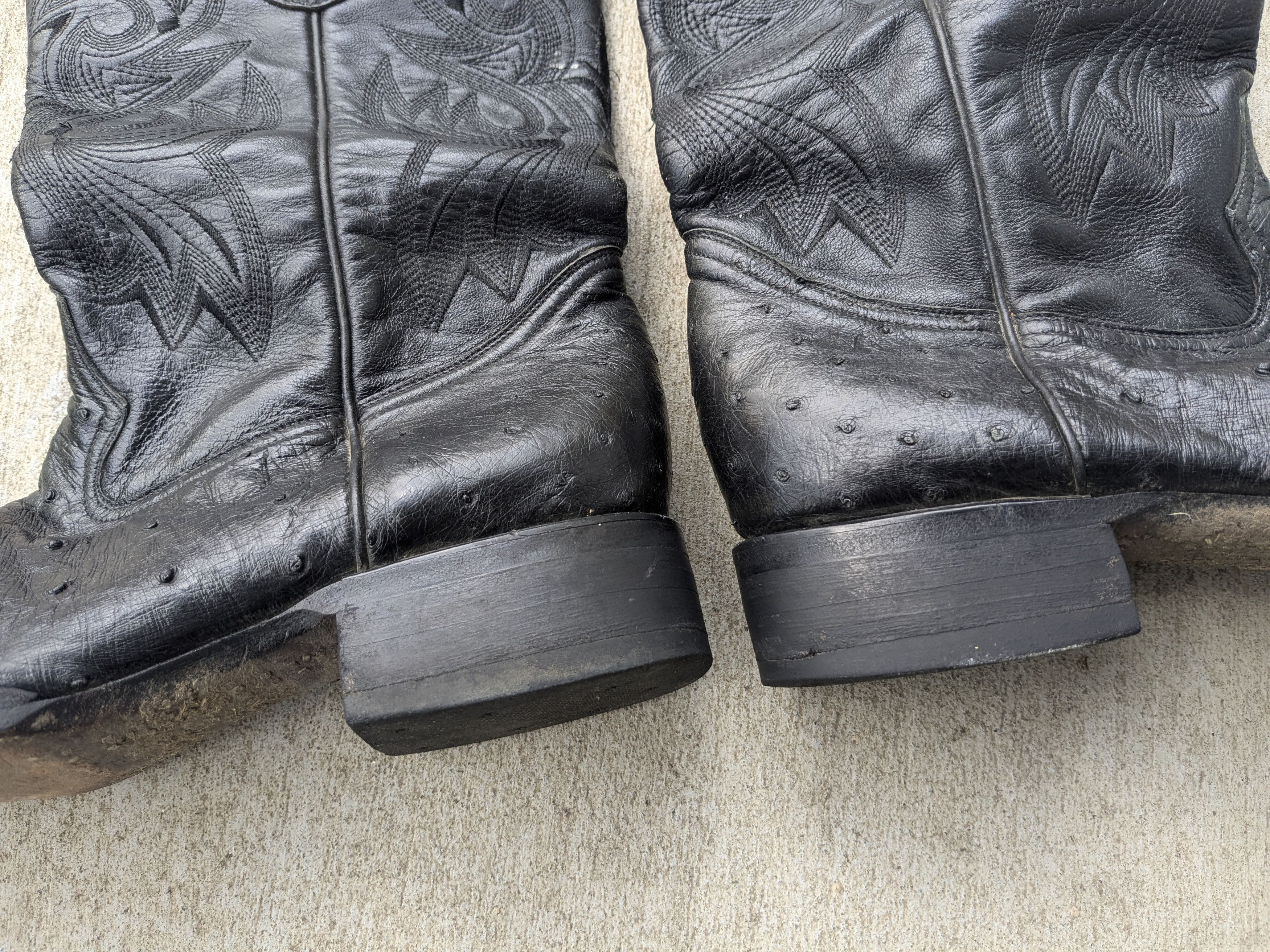 Genuine Leather Ostrich Cowboy Boots 9 Black Leather Mexico Botas Size US 9 / EU 42 - 6 Thumbnail