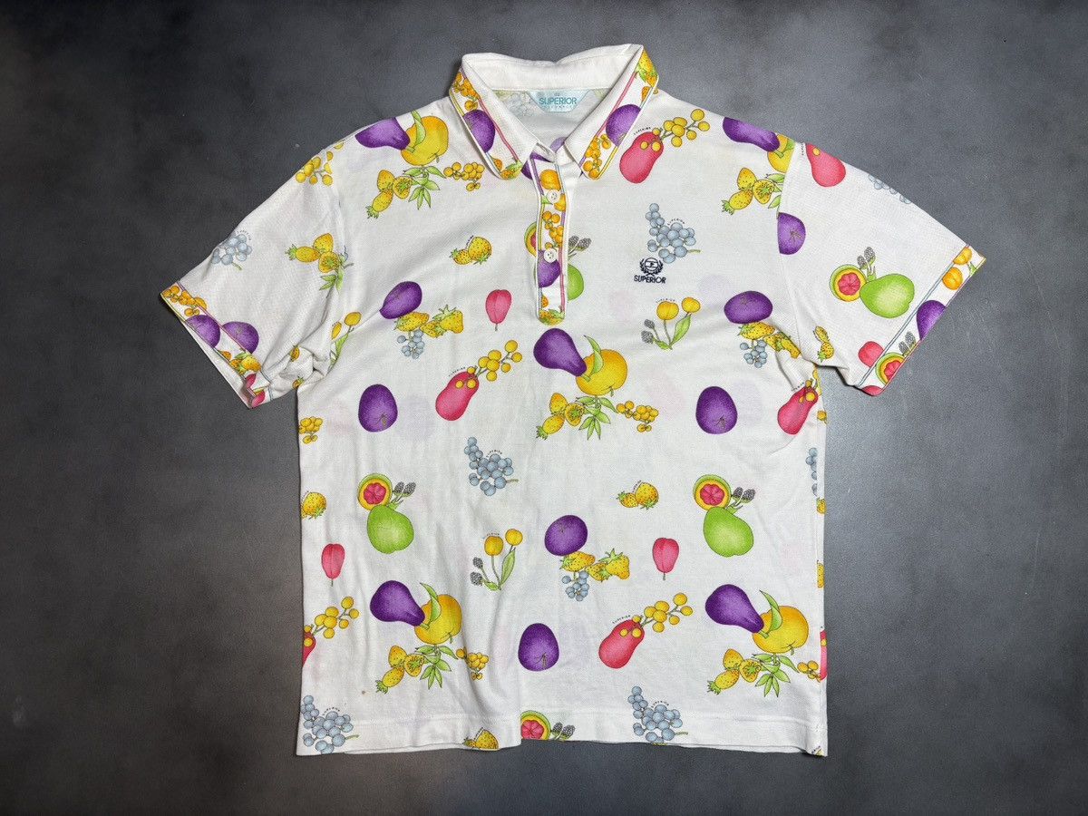 Vintage Vintage All Over Print Fruit Bowl Short Sleeve Polo Shirt Size US S / EU 44-46 / 1 - 13 Thumbnail