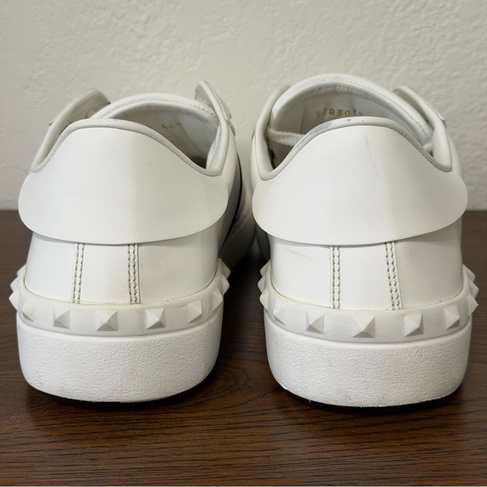Valentino Rockstud Open Leather Sneakers IT 44.5 White Black Shoes Size US 11.5 / EU 44-45 - 8 Thumbnail