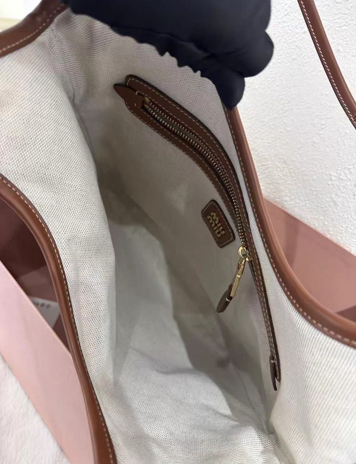 Miu Miu Miu Miu Ivy Tote, navy striped canvas J38 Size ONE SIZE - 8 Thumbnail