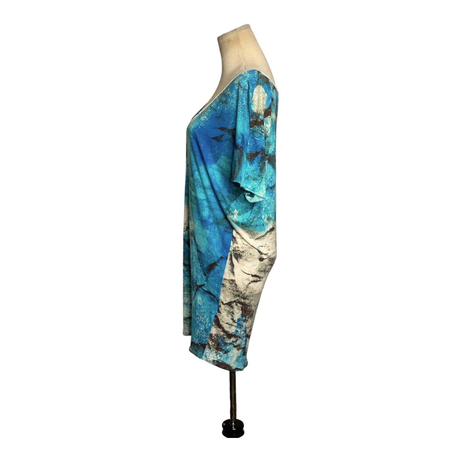 Anthropologie ETT TWA blue splatter short sleeves tunic top size XS Size XS / US 0-2 / IT 36-38 - 3 Thumbnail