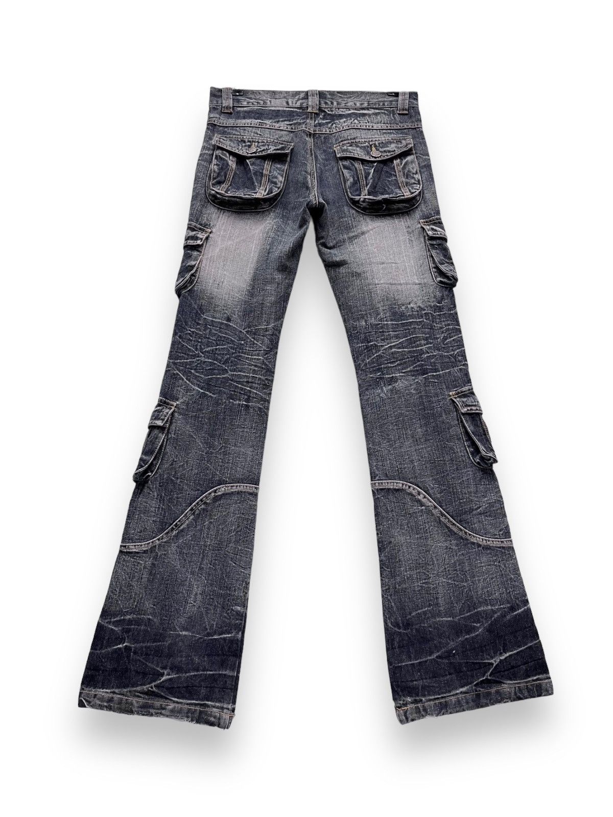 LOWBOX LOWBOX Double Waist Distressed Denim Multipocket Punk Flare Size US 29 - 3 Thumbnail