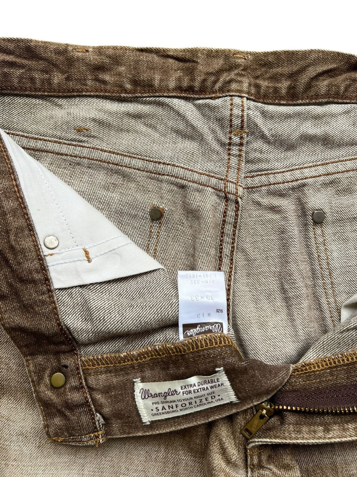 Wrangler Vintage 90s Wrangler Faded Brown Straight Denim Jeans 33x31 Size US 33 - 10 Thumbnail