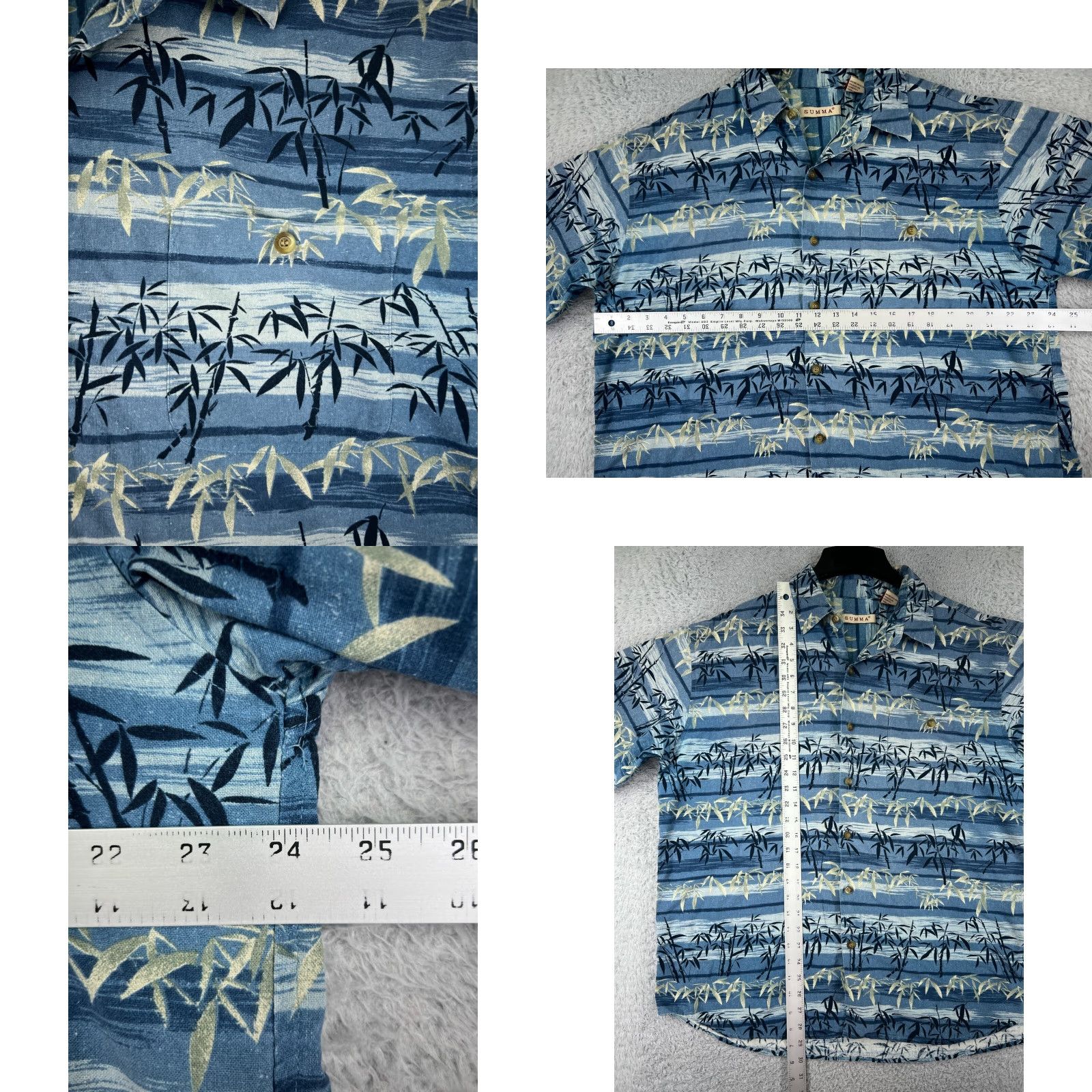 Vintage Summa Shirt Men XL Blue Palm Tree Silk Blend Short Sleeve Hawaiian Button-Up Casual Size US XL / EU 56 / 4 - 8 Thumbnail