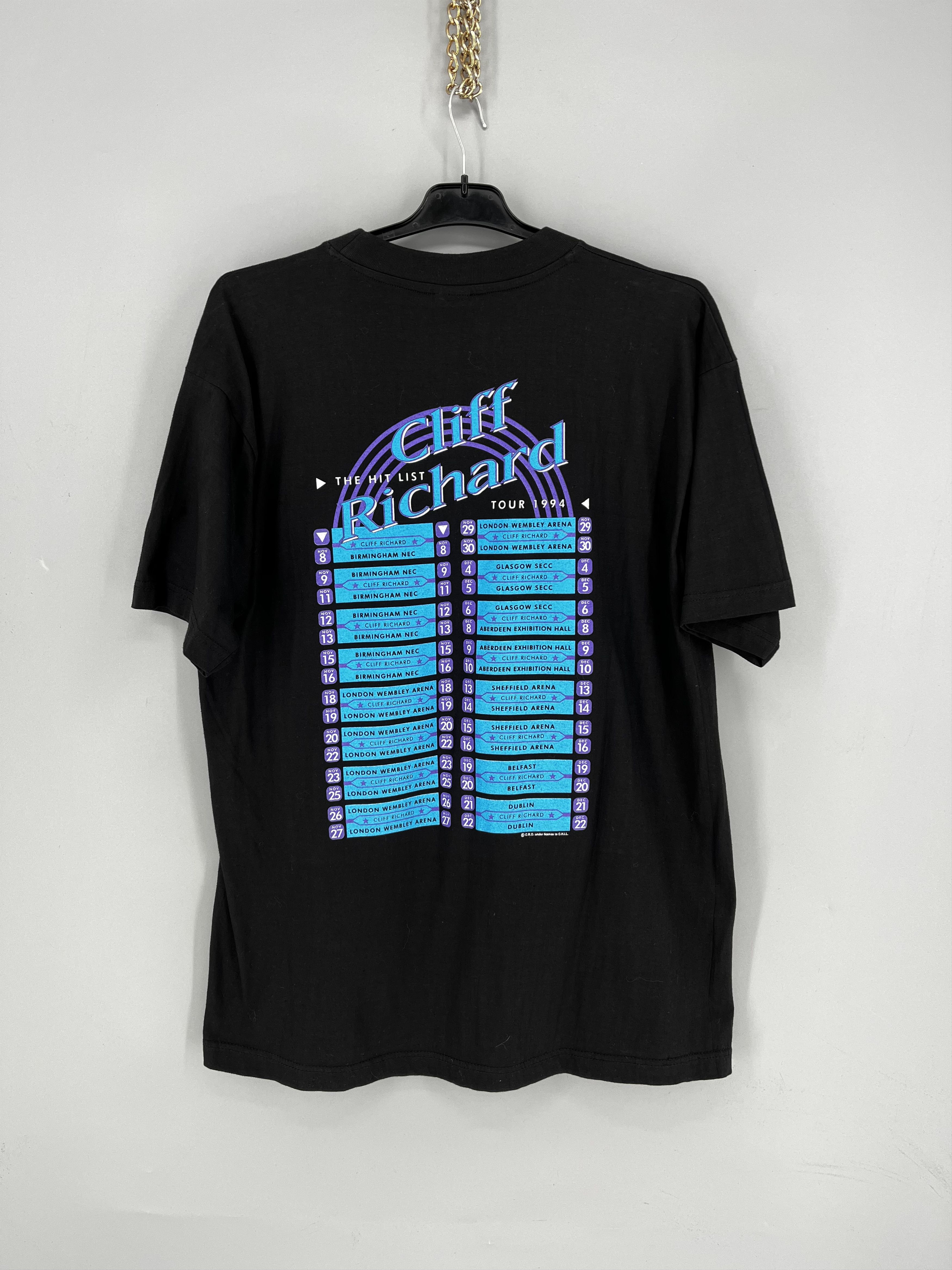 Band Tees Cliff Richard Tour 1994 Hit List Graphic Print Black Mens Size US L / EU 52-54 / 3 - 8 Thumbnail