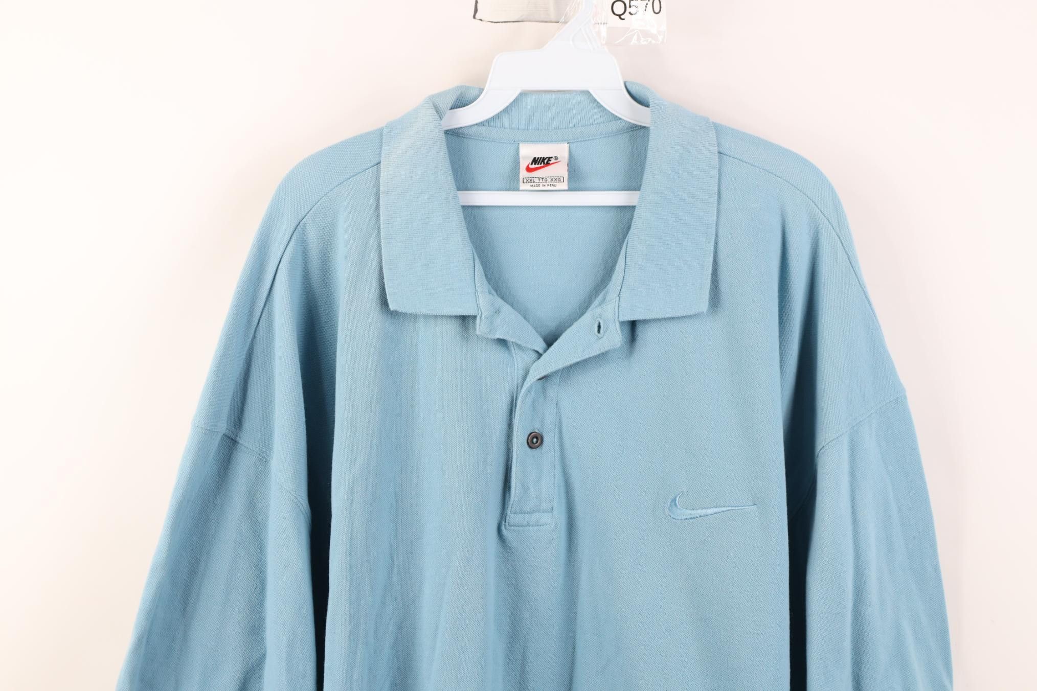 Nike Vintage 90s Nike Monochrome Knit Golf Polo Shirt Light Blue Size US XXL / EU 58 / 5 - 2 Thumbnail