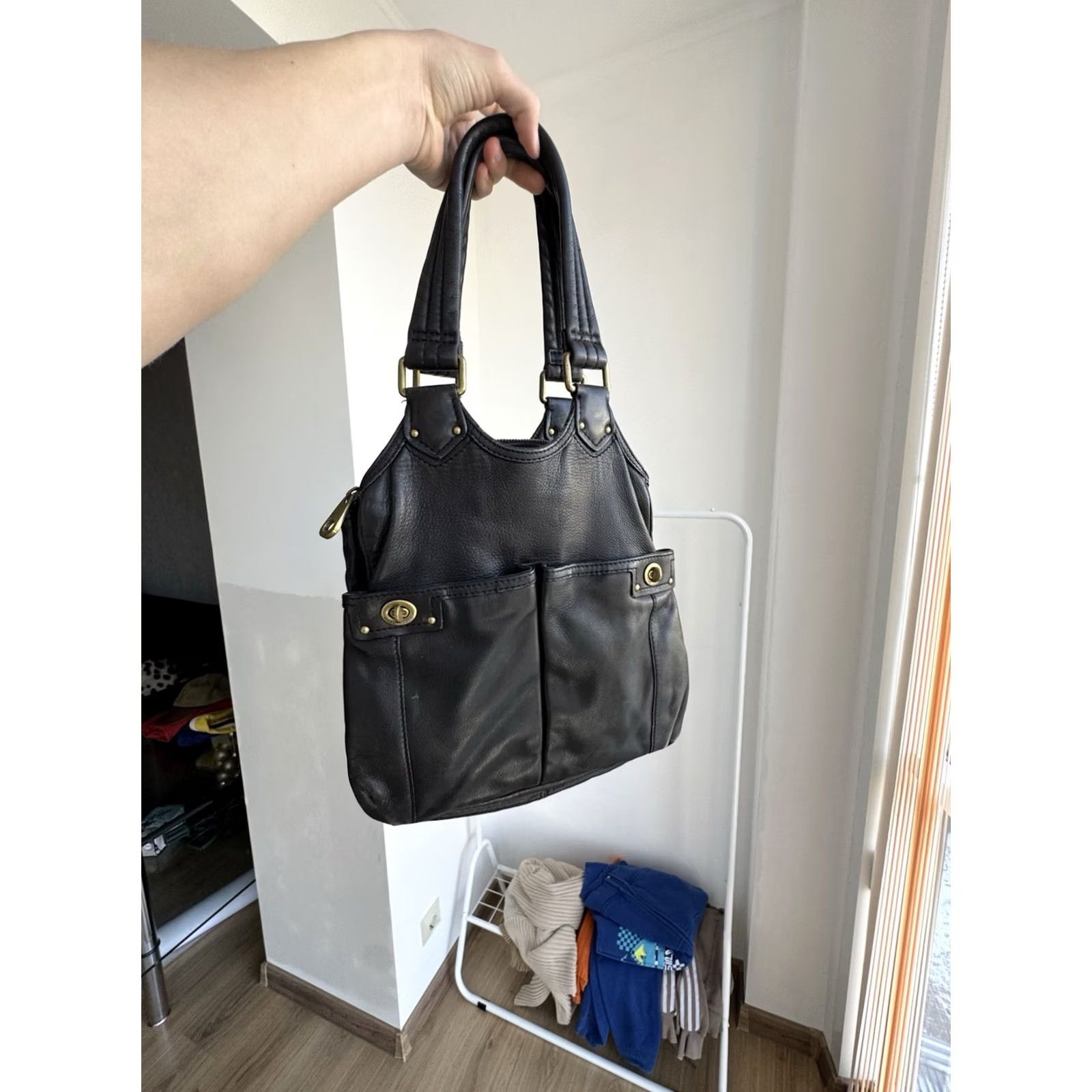 Marc by Marc Jacobs VINTAGE Marc by Marc Jacobs Leather Multi Pocket Satchel/Top Handle Bag Women Medium Black Retro Designer Pockets Bag Vintage Mens Womens Girls Boys Size ONE SIZE - 6 Thumbnail