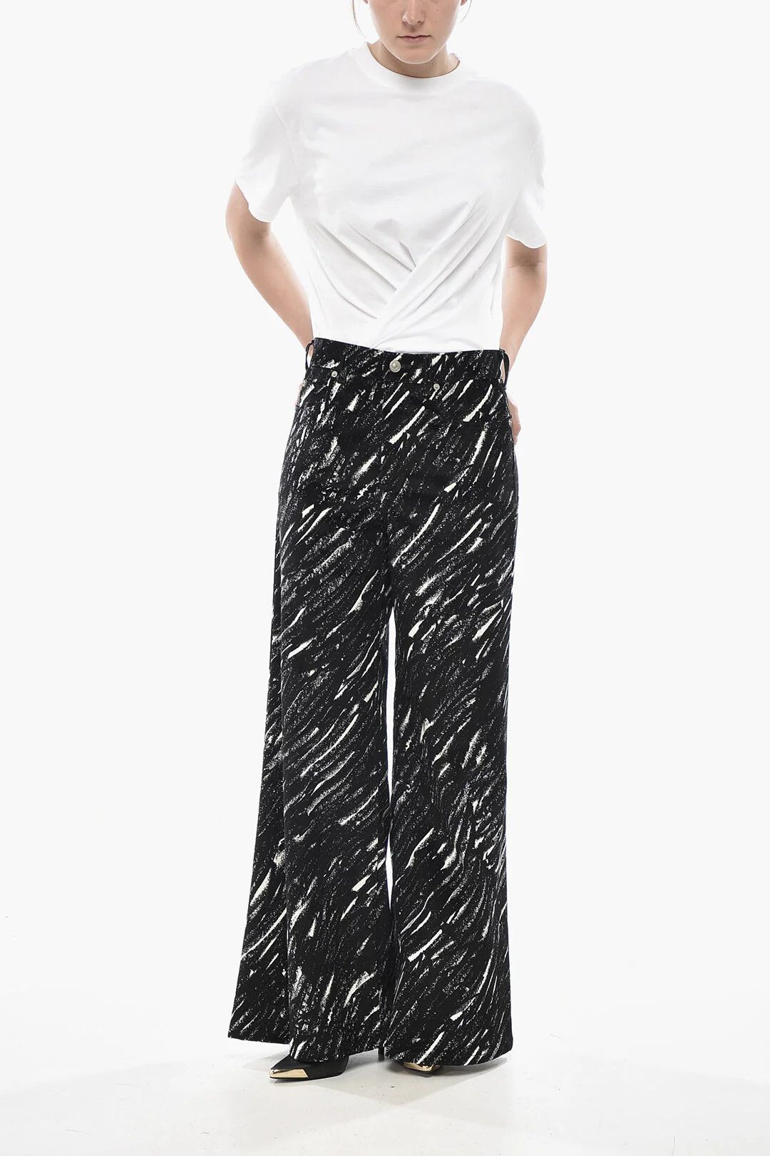 Marni og1mm0326 Flocked Cotton 5-Pocket Pant in Black & White Size 27" / US 4 / IT 40 - 4 Thumbnail