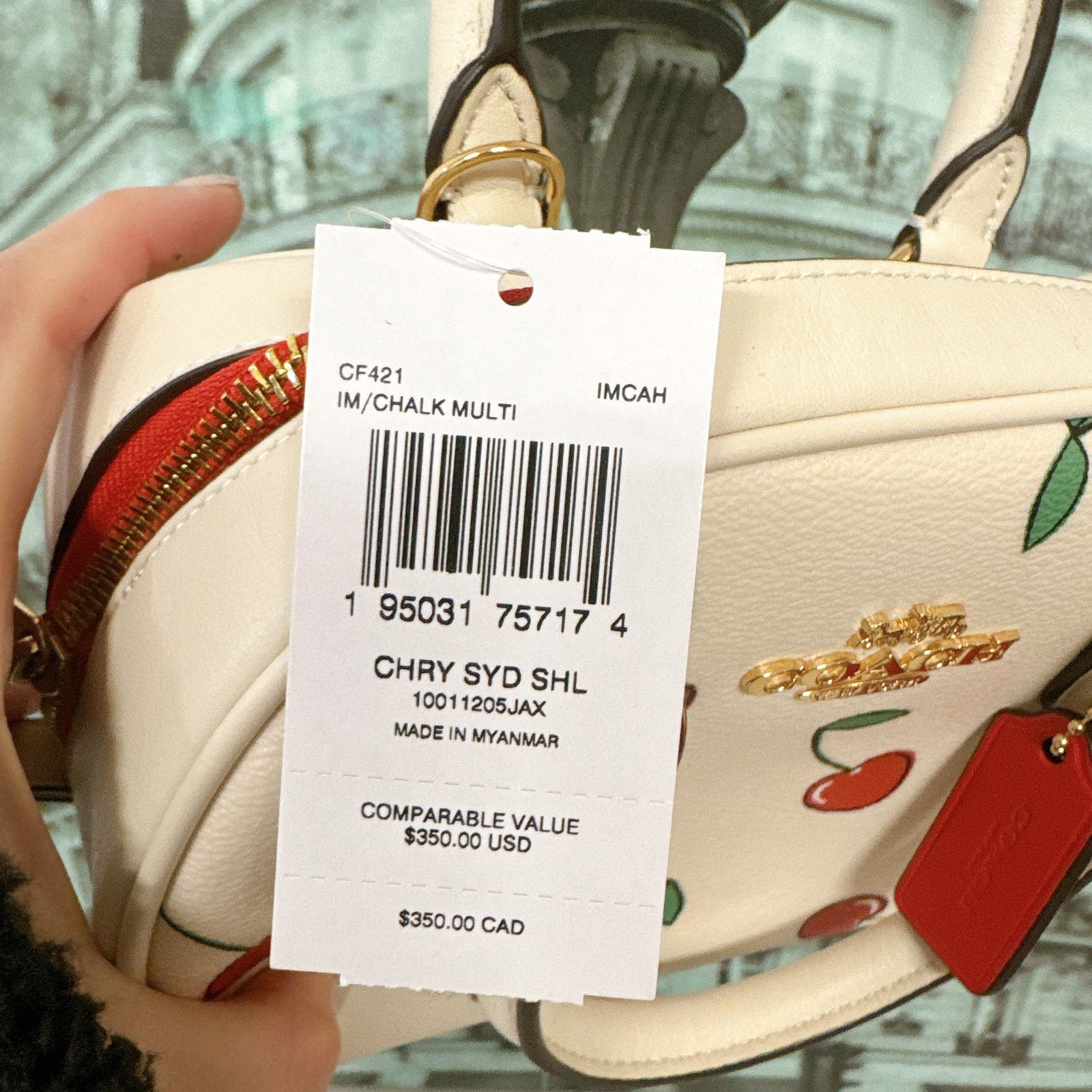 Coach Coach CF421 Sydney Satchel With Heart Cherry Print Size ONE SIZE - 6 Thumbnail