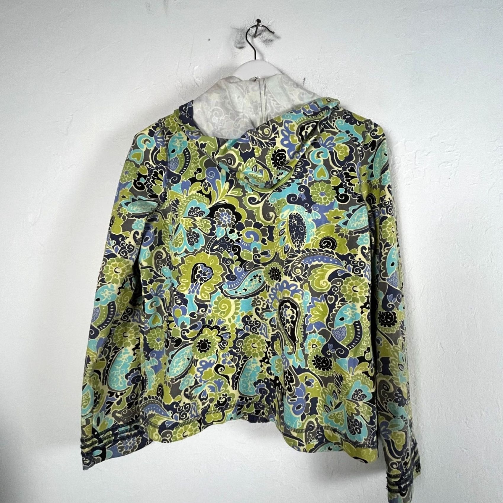Vintage Sigrid Olsen Womens Paisley Zip-Up Hoodie Jacket Medium Green Stretch Pockets Size M / US 6-8 / IT 42-44 - 2 Thumbnail