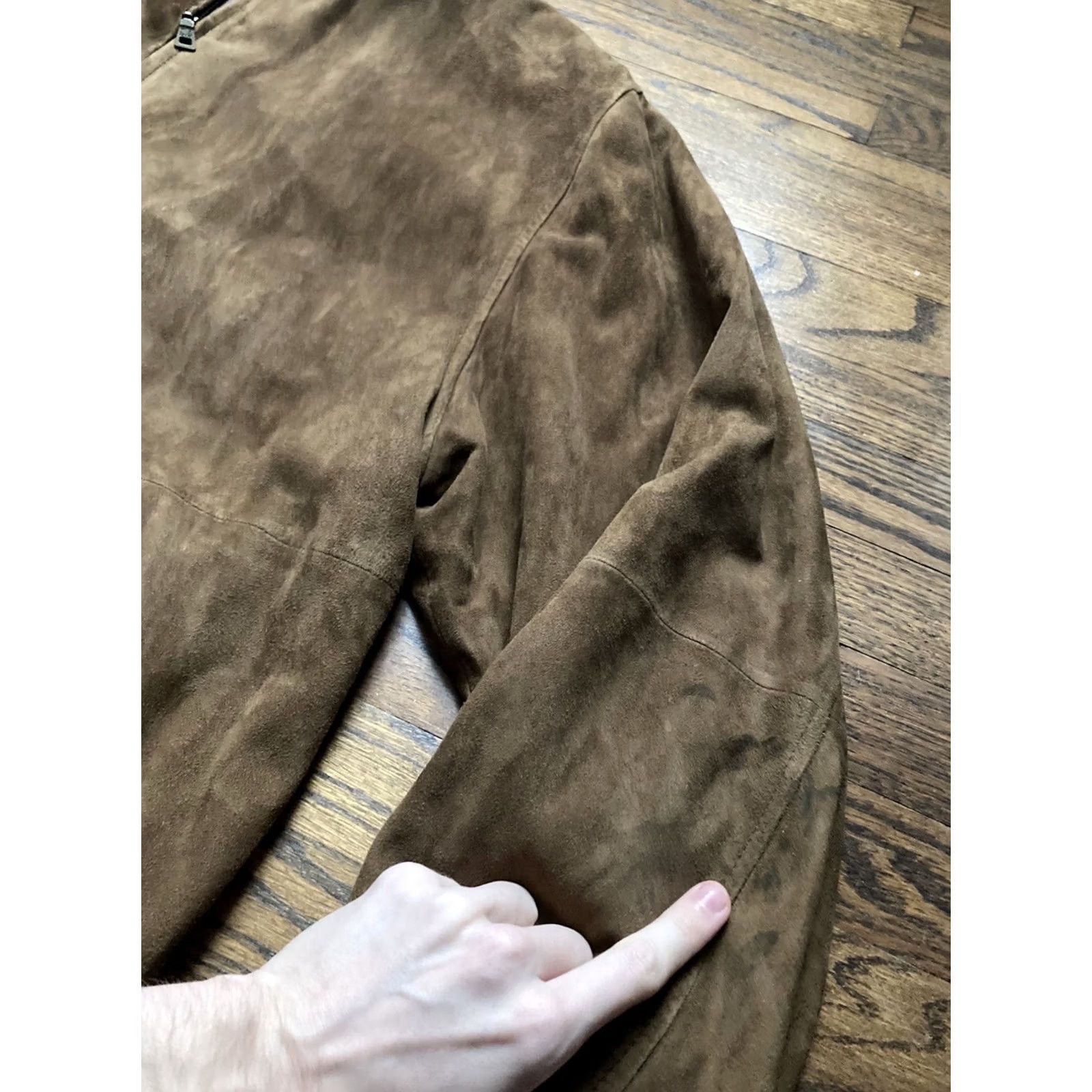 Jos. A. Bank Jos A Bank Leather Bomber Jacket Wool Trim Mens 2XL LONG Full Zip Brown Lined Jacket Size US XXL / EU 58 / 5 - 4 Thumbnail