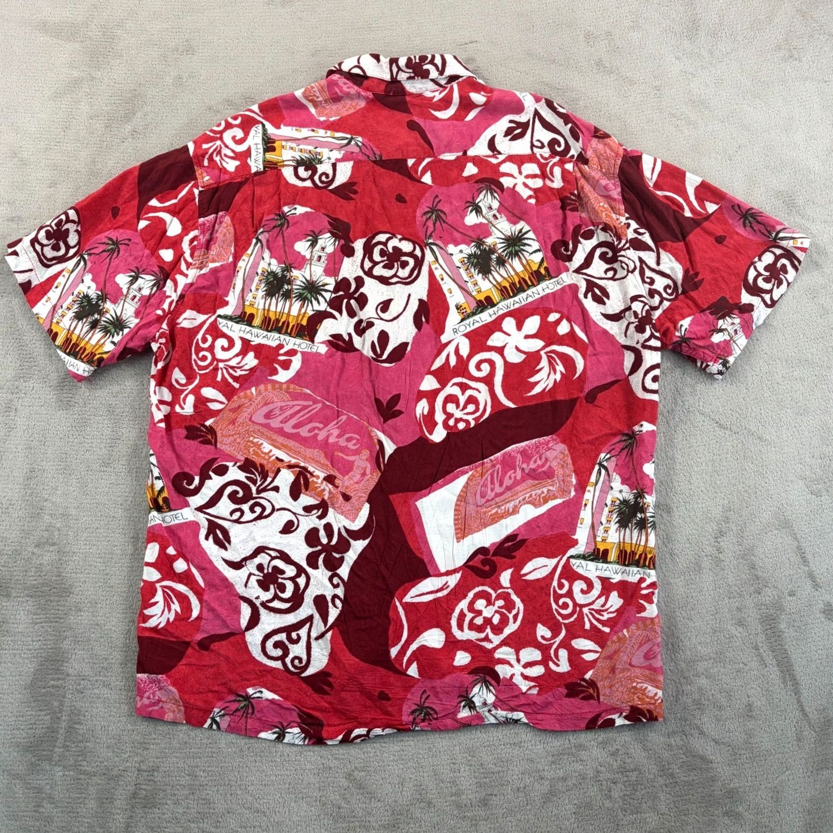 Jams World VINTAGE JAMS WORLD Royal Hawaiian Hotel AOP Men Medium Aloha Red Rayon Floral Button-Up Shirt Mens Red Floral Pattern Hawaii Size US M / EU 48-50 / 2 - 5 Thumbnail