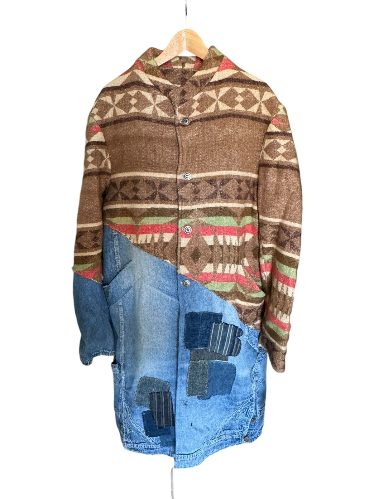 Greg Lauren $5,200 GRAIL 50/50 Modern Artist Coat Navajo Pattern & Denim Size US M / EU 48-50 / 2 - 2 Thumbnail
