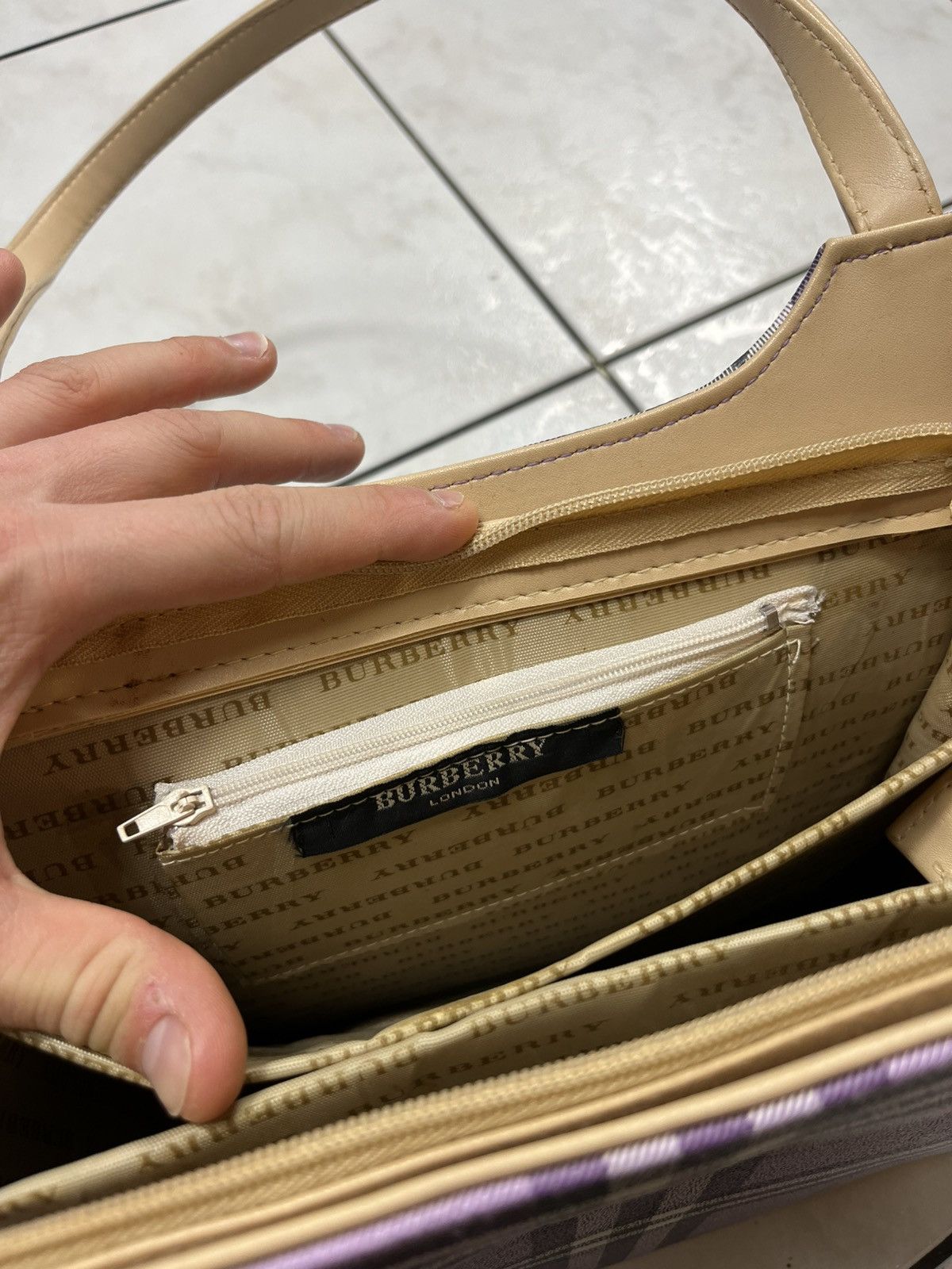 Vintage Burberry 90s leather big bag handbag nova checked