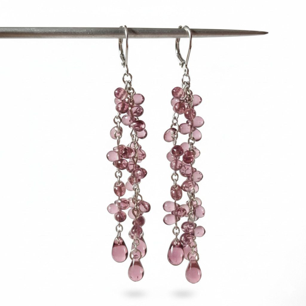 Other Earrings 3" NEW Drop Dangle Purple Teardrop Silver Rhodium Size ONE SIZE - 3 Thumbnail