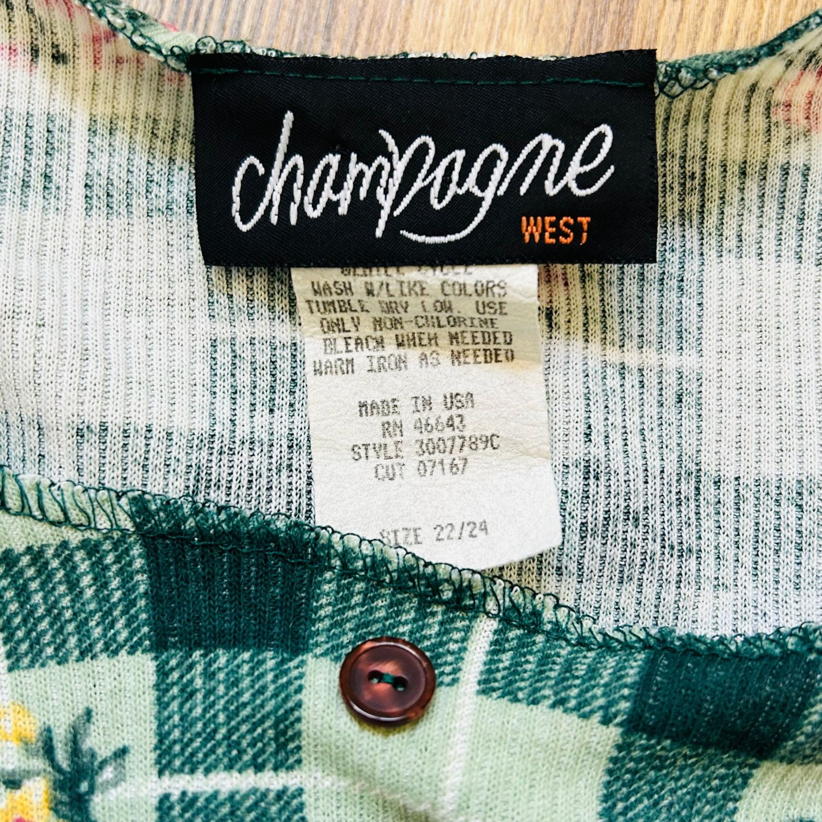 Vintage Vintage Plaid 90s Crop Top Ribbed Knit Floral Cottagecore Size XL / US 12-14 / IT 48-50 - 6 Thumbnail