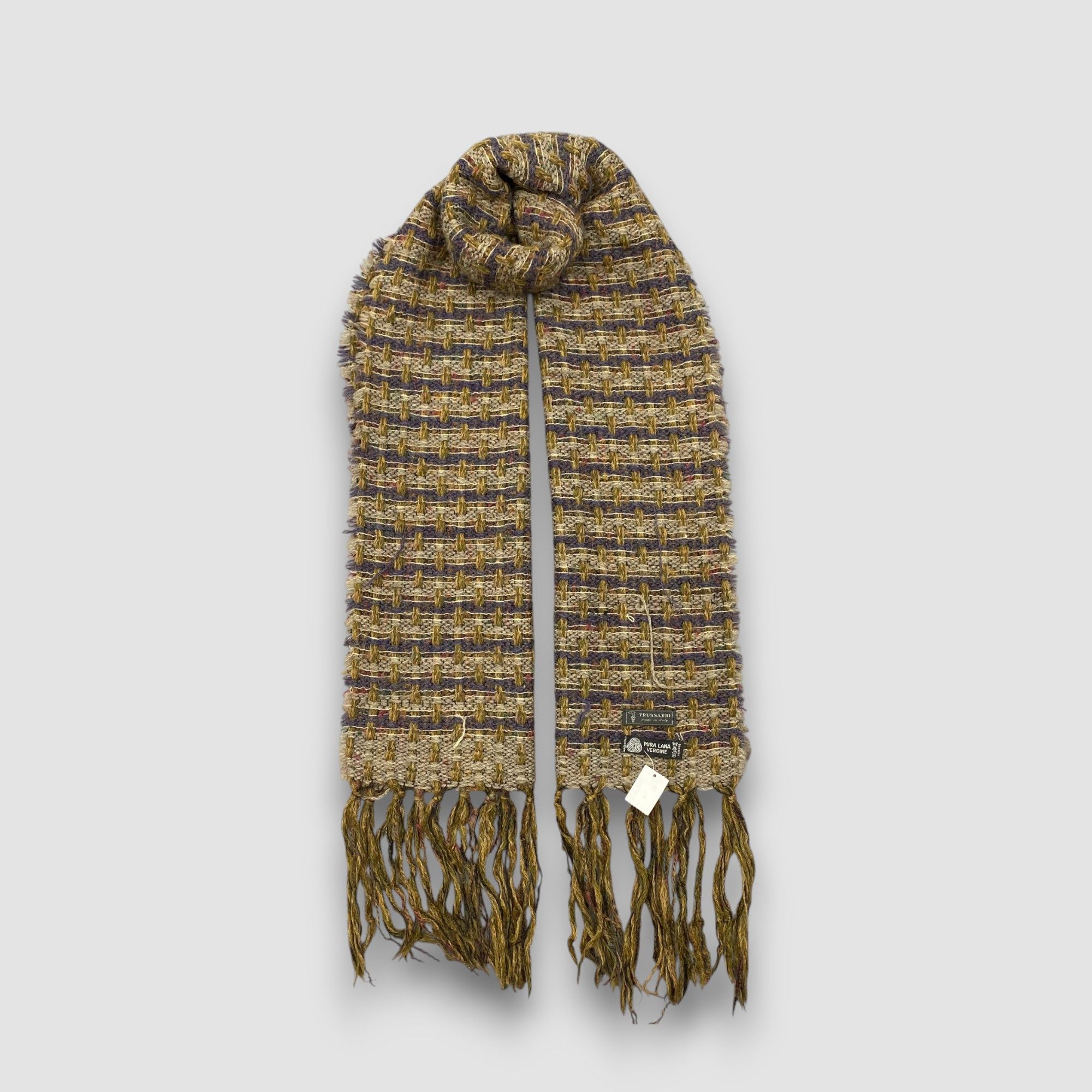 Trussardi Vintage Trussardi Scarf Crochet Wool Fringe Winter Scarves Size ONE SIZE - 1 Thumbnail