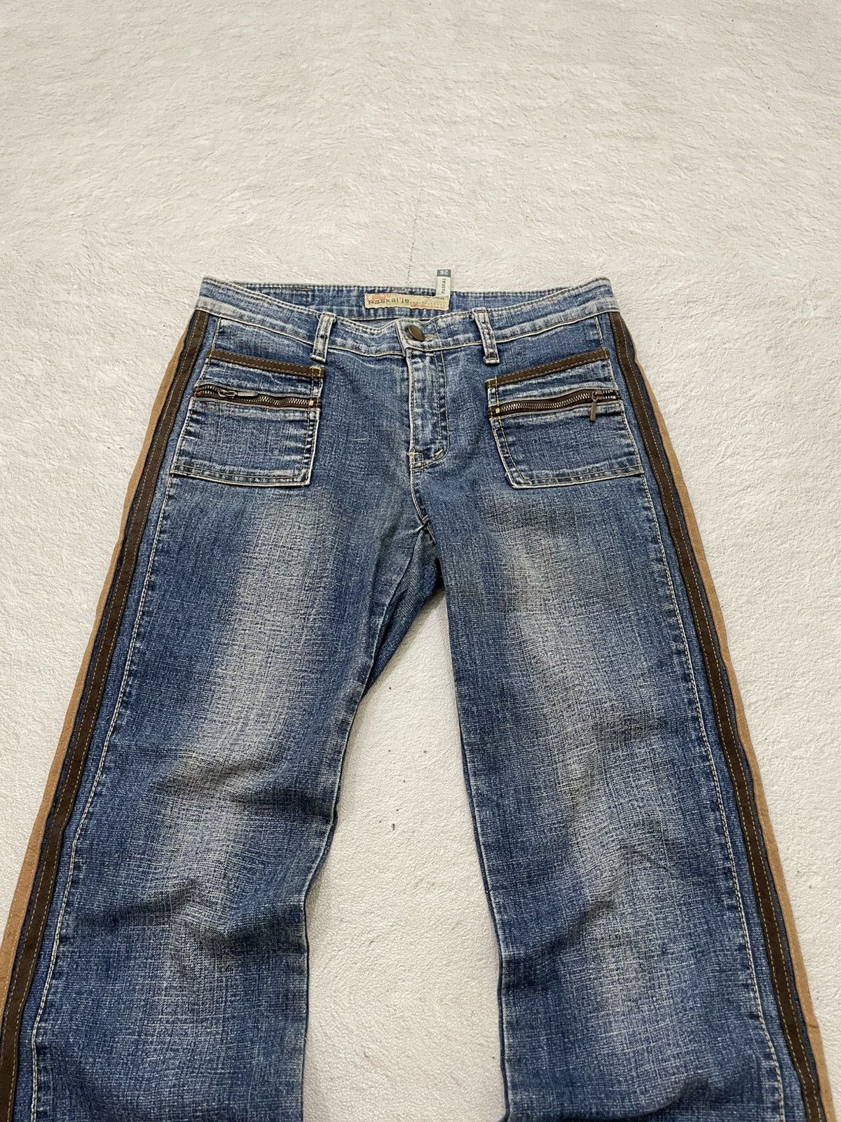 Japanese Brand 00s Diesel Flare Denim Mudwash Bootcut Jeans Side Stripe Y2K Size 28" / US 6 / IT 42 - 2 Thumbnail