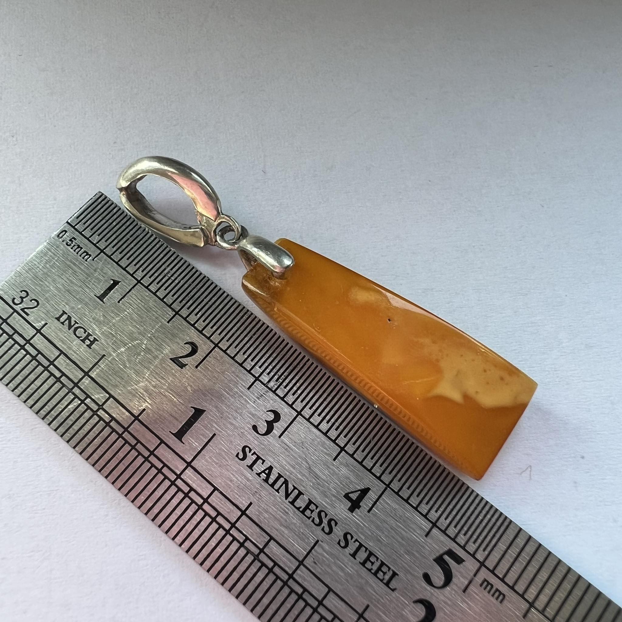 Vintage Vintage Sterling Silver Pendant Yellow Baltic Amber Stone Size ONE SIZE - 3 Thumbnail