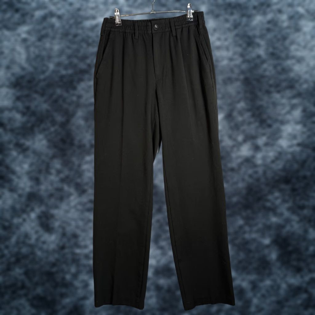 Gap Gap XS Black Elastic Waist Straight Leg Pants Mens Trousers Pleated Dress Pants - Regular Inseam 31in Size US 27 - 1 Thumbnail