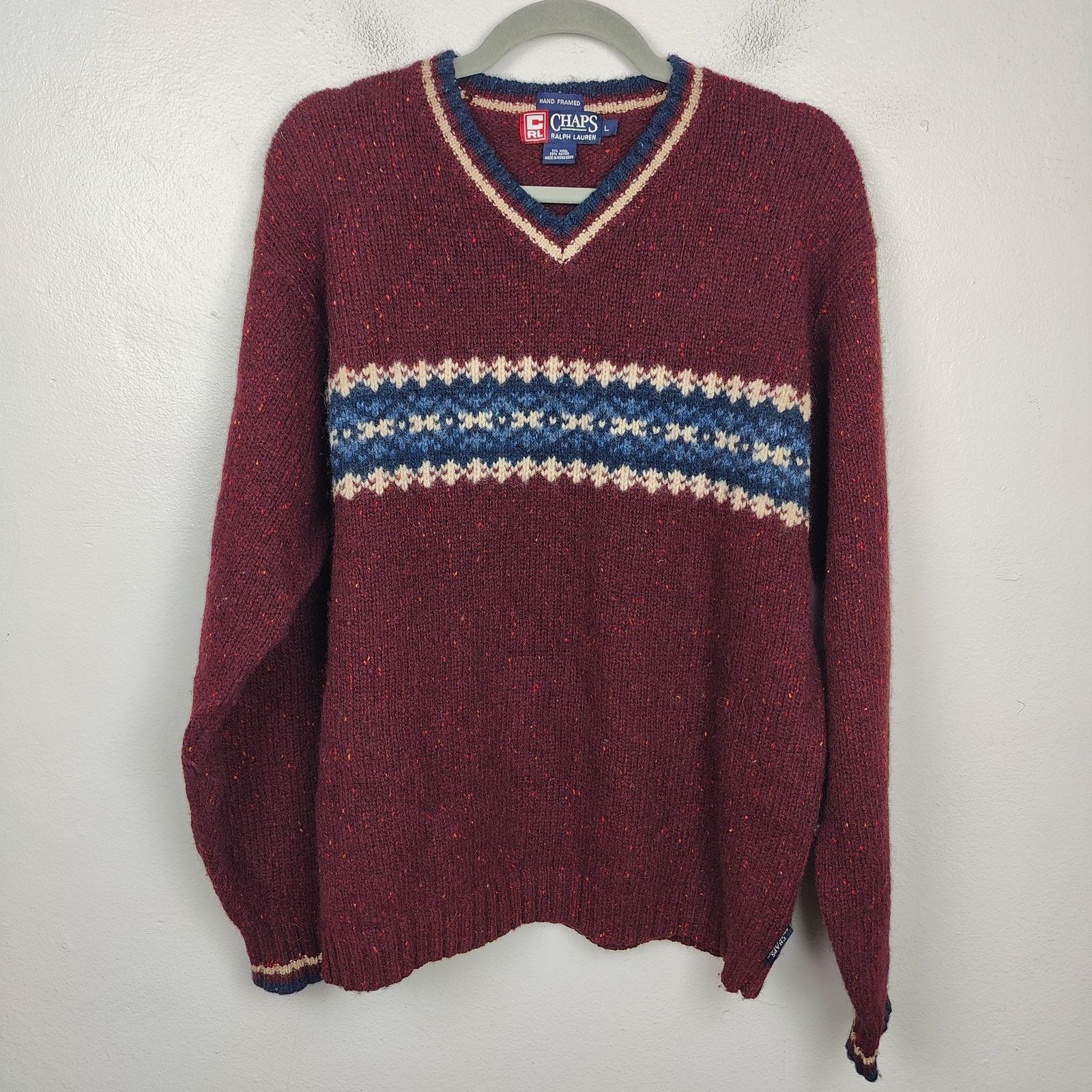 Chaps Ralph Lauren Vintage 90s Chaps Ralph Lauren Wool Sweater Mens Large Red Size US L / EU 52-54 / 3 - 2 Thumbnail