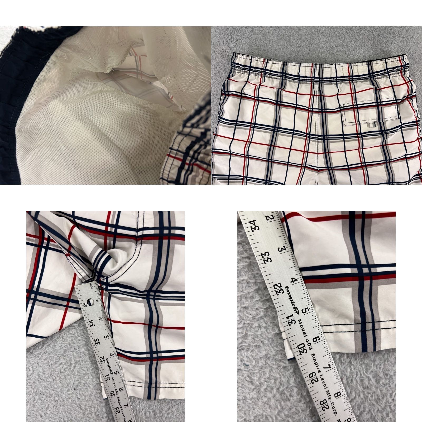 Faded Glory Faded Glory Mens Board Shorts Swim Trunks Medium White Gray Plaid Beach Surf Pants Mens Size US 31 - 8 Thumbnail
