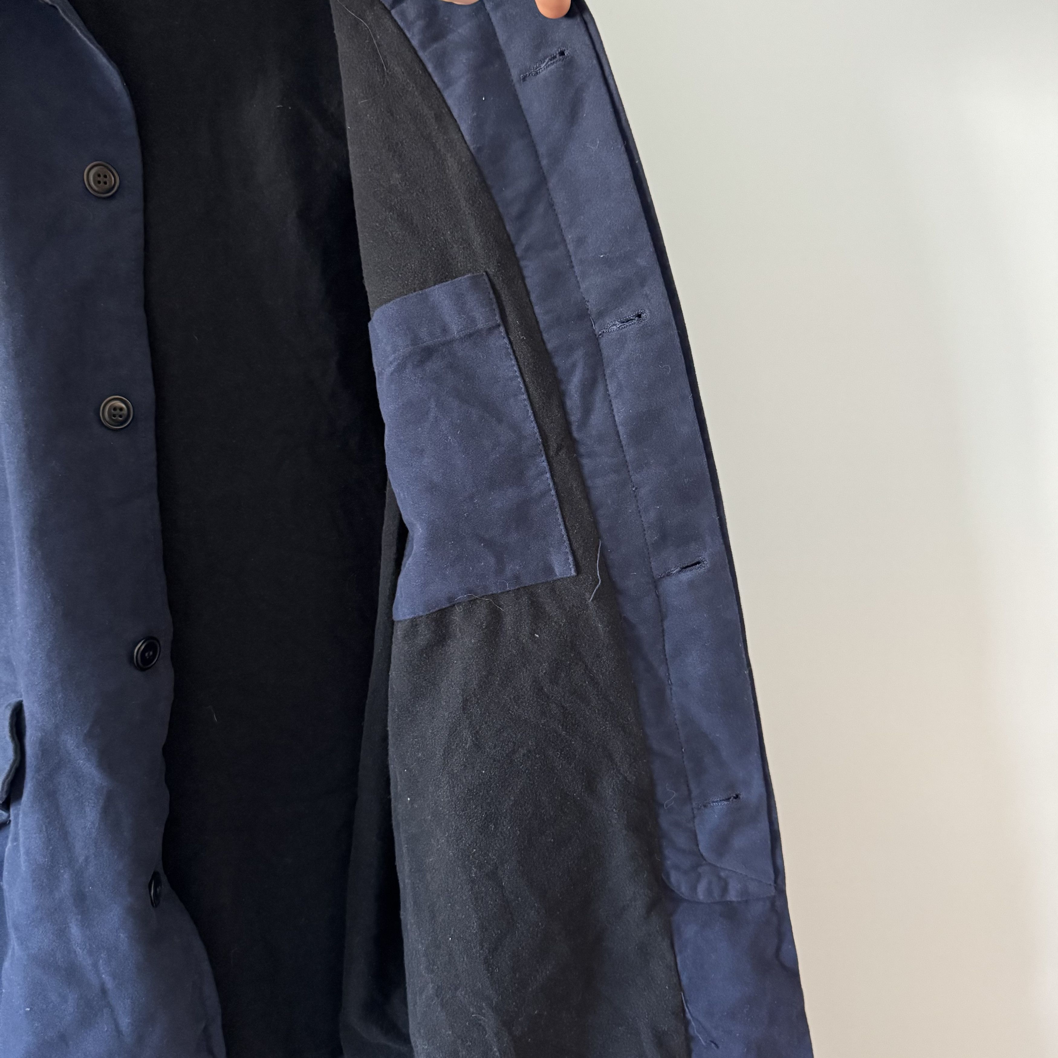 C.O.F. Studio Men's C.O.F Studio Navy Blue Moleskin Cotton Coat Size M Size US M / EU 48-50 / 2 - 10 Thumbnail