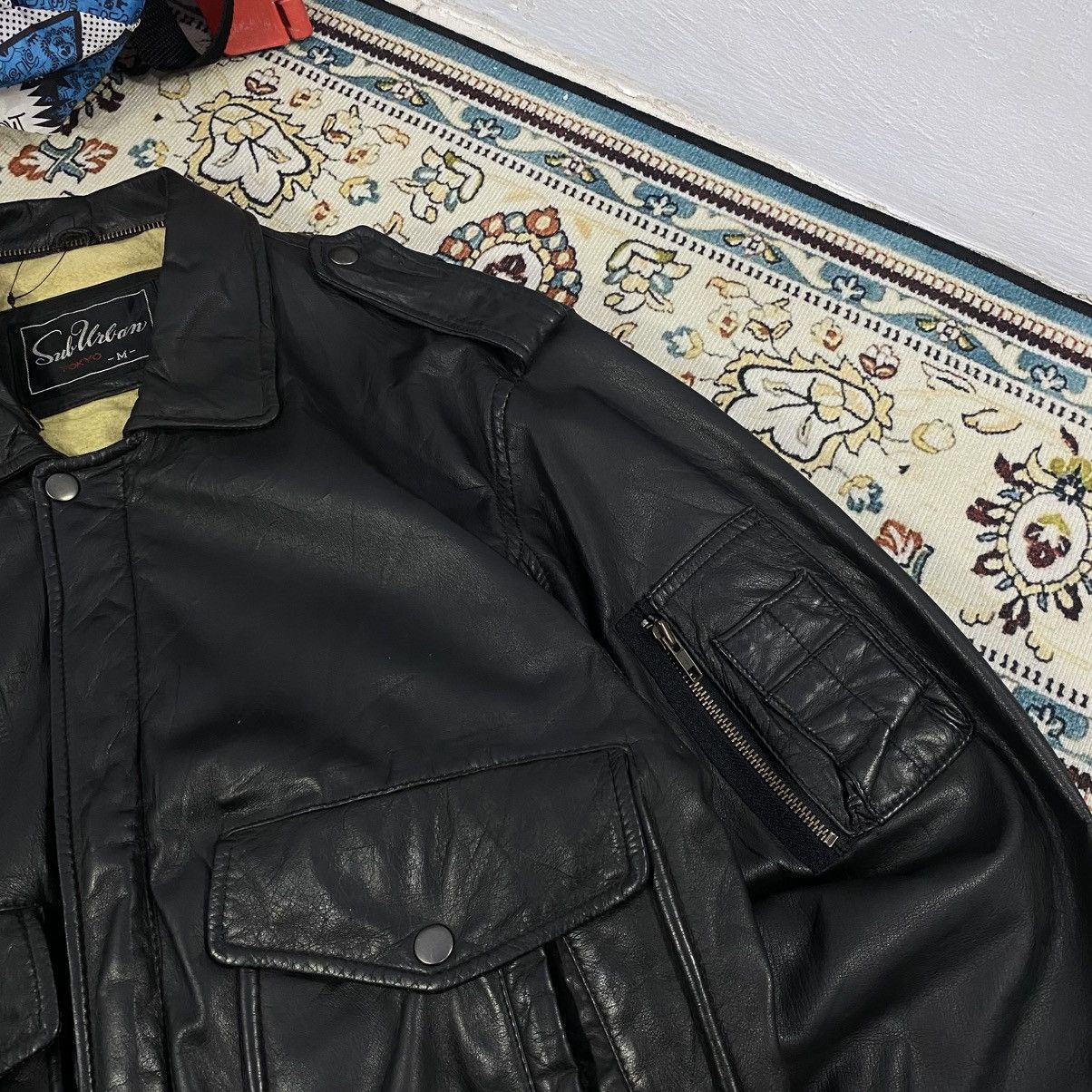 Genuine Leather × Japanese Brand × Vintage 1990s-Vintage Sub Urban Tokyo Guinie Leathers Flight Jacket Size US M / EU 48-50 / 2 - 5 Thumbnail