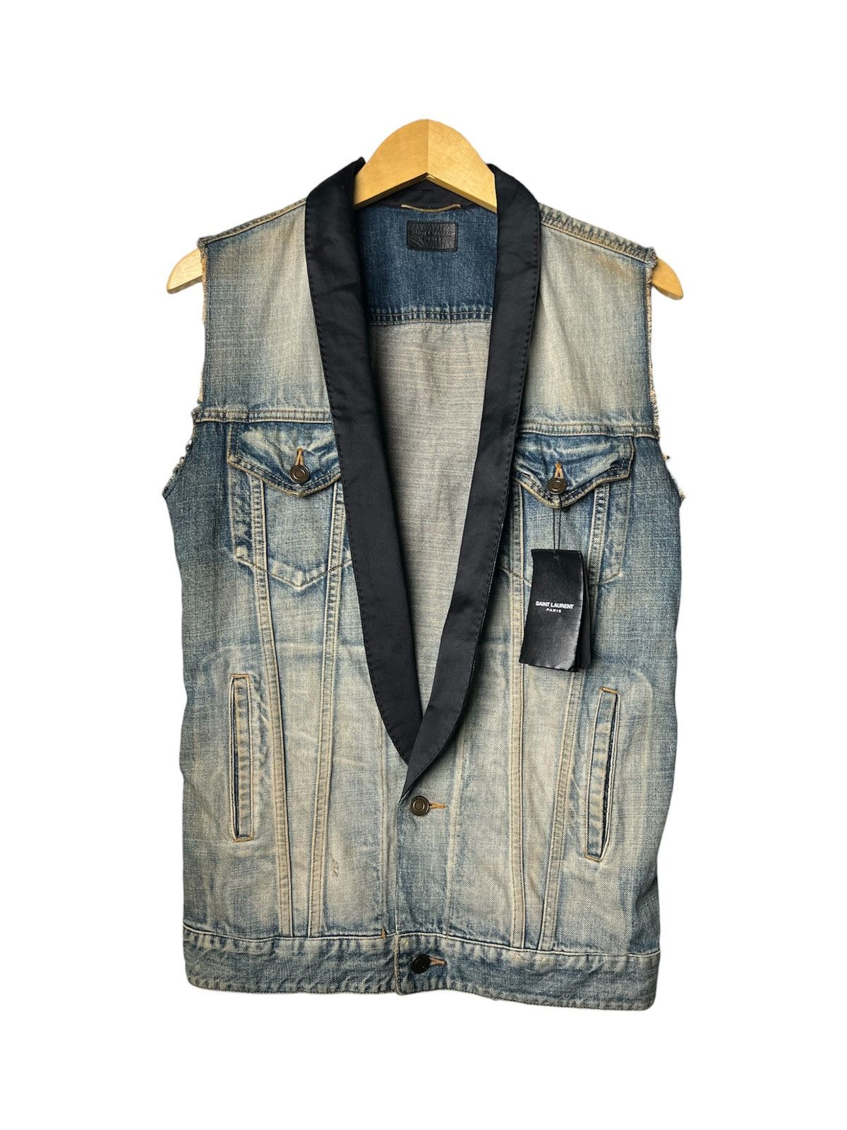 Hedi Slimane × Saint Laurent Paris SS16 Saint Laurent by Hedi Slimane Distressed Denim Vest Size US XS / EU 42 / 0 - 1 Thumbnail