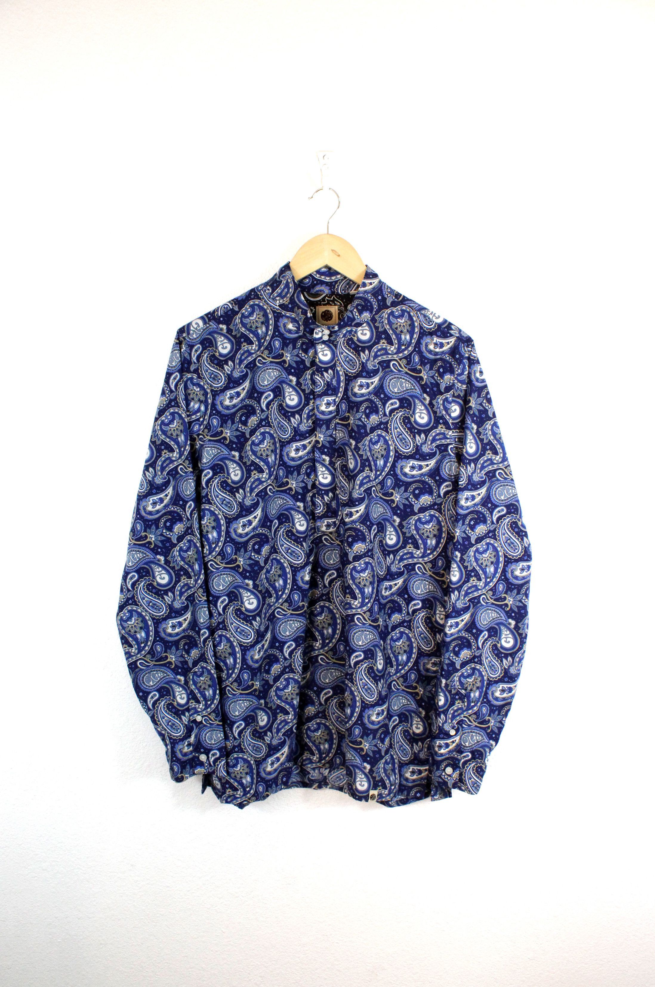 Pretty Green Pretty Green Paisley Printed Band Collar Pullover Shirt Size US L / EU 52-54 / 3 - 1 Thumbnail