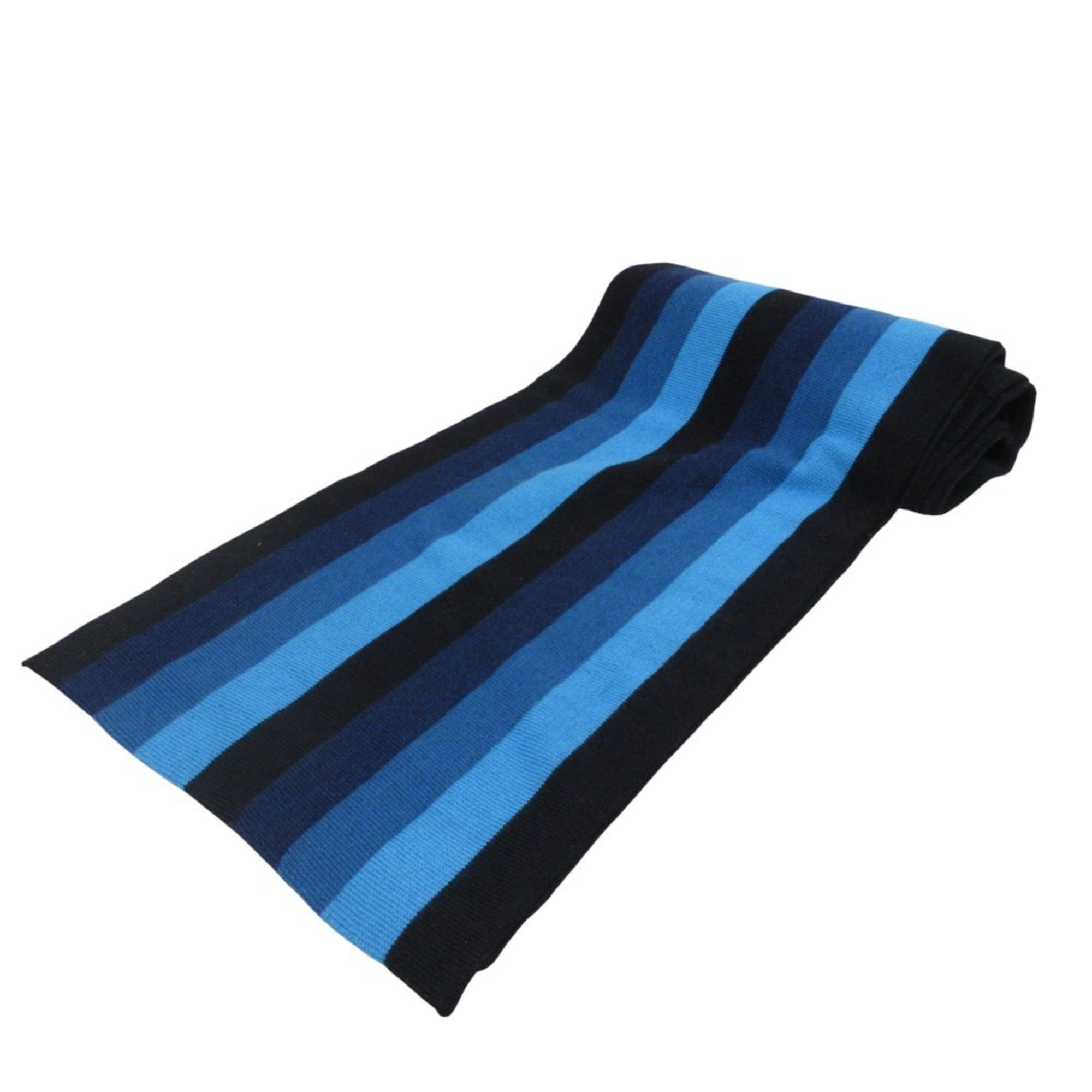 Gucci GUCCI striped wool scarf, reversible, black and blue, women's, Luxs, secondhand brand clothing Size ONE SIZE - 1 Thumbnail