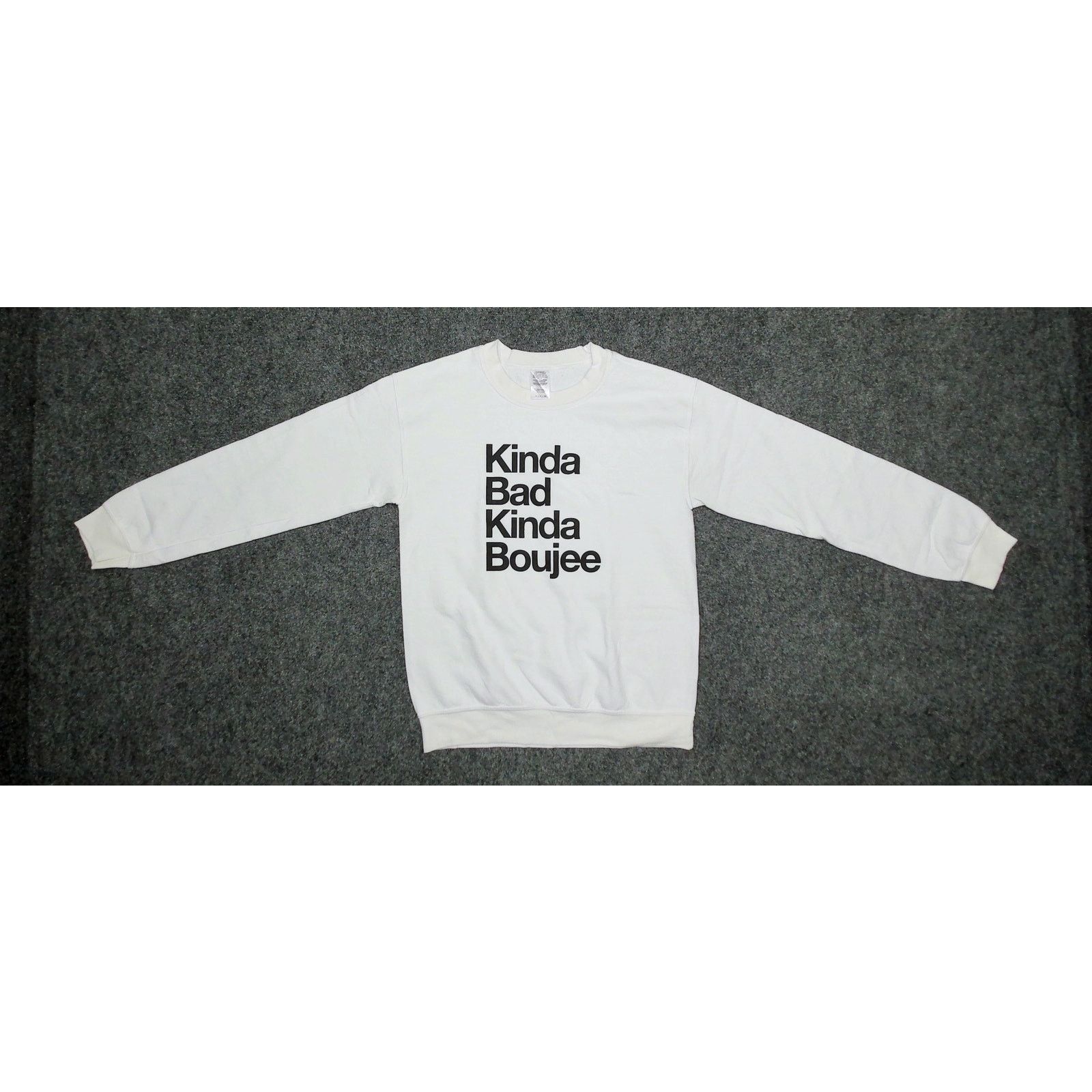Gildan 2010s Kinda Bad Kinda Boujee Boxy White Sweatshirt Size S / US 4 / IT 40 - 5 Thumbnail