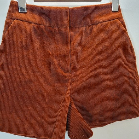 Maje Maje Velvet Corduroy High Rise Orange Brown Shorts - 34 Size 24" / US 00 / IT 34 - 3 Thumbnail
