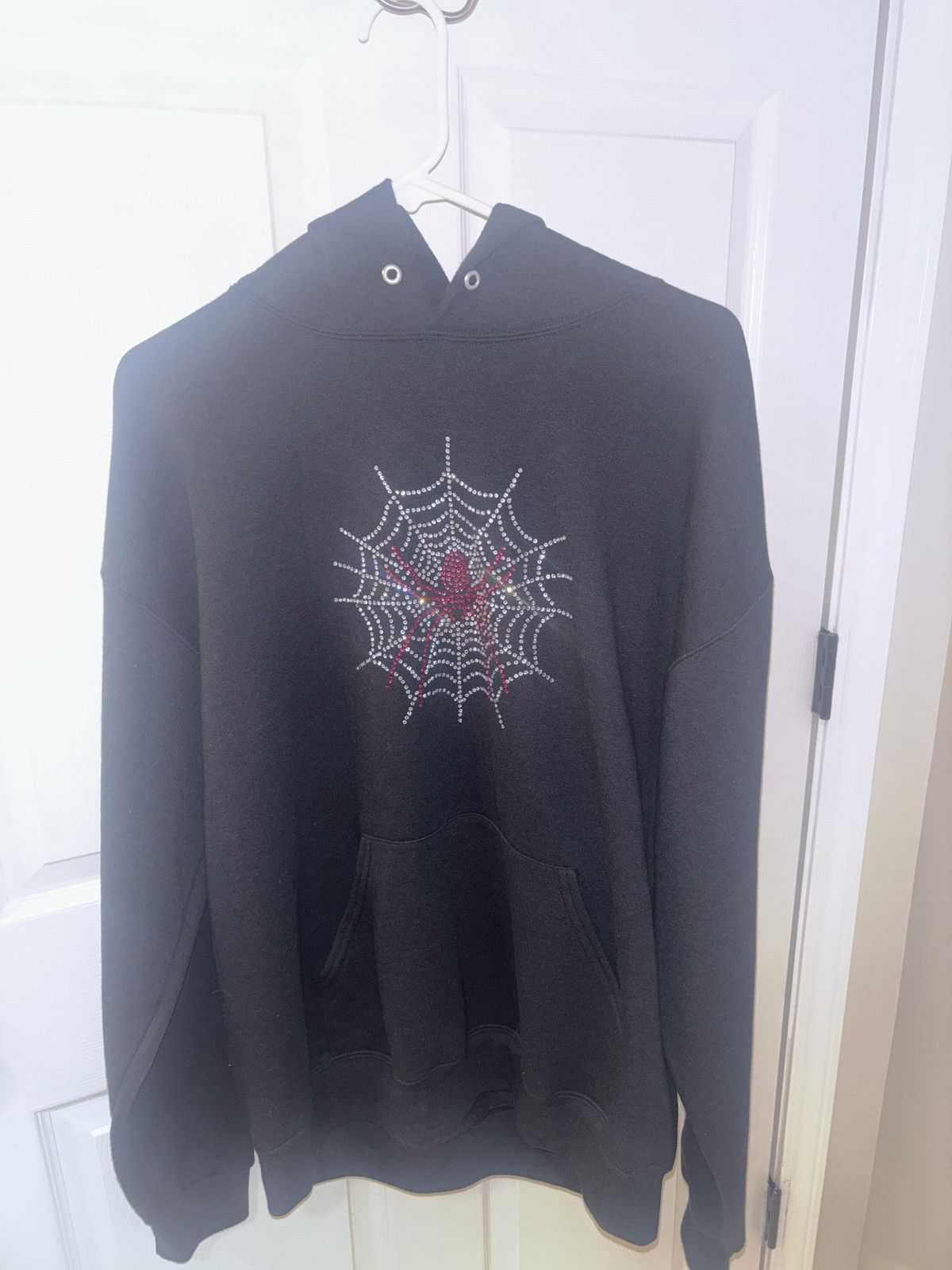 Vintage Vintage Spider Web Rhinestone Hoodie Mens Size L Size US L / EU 52-54 / 3 - 1 Thumbnail
