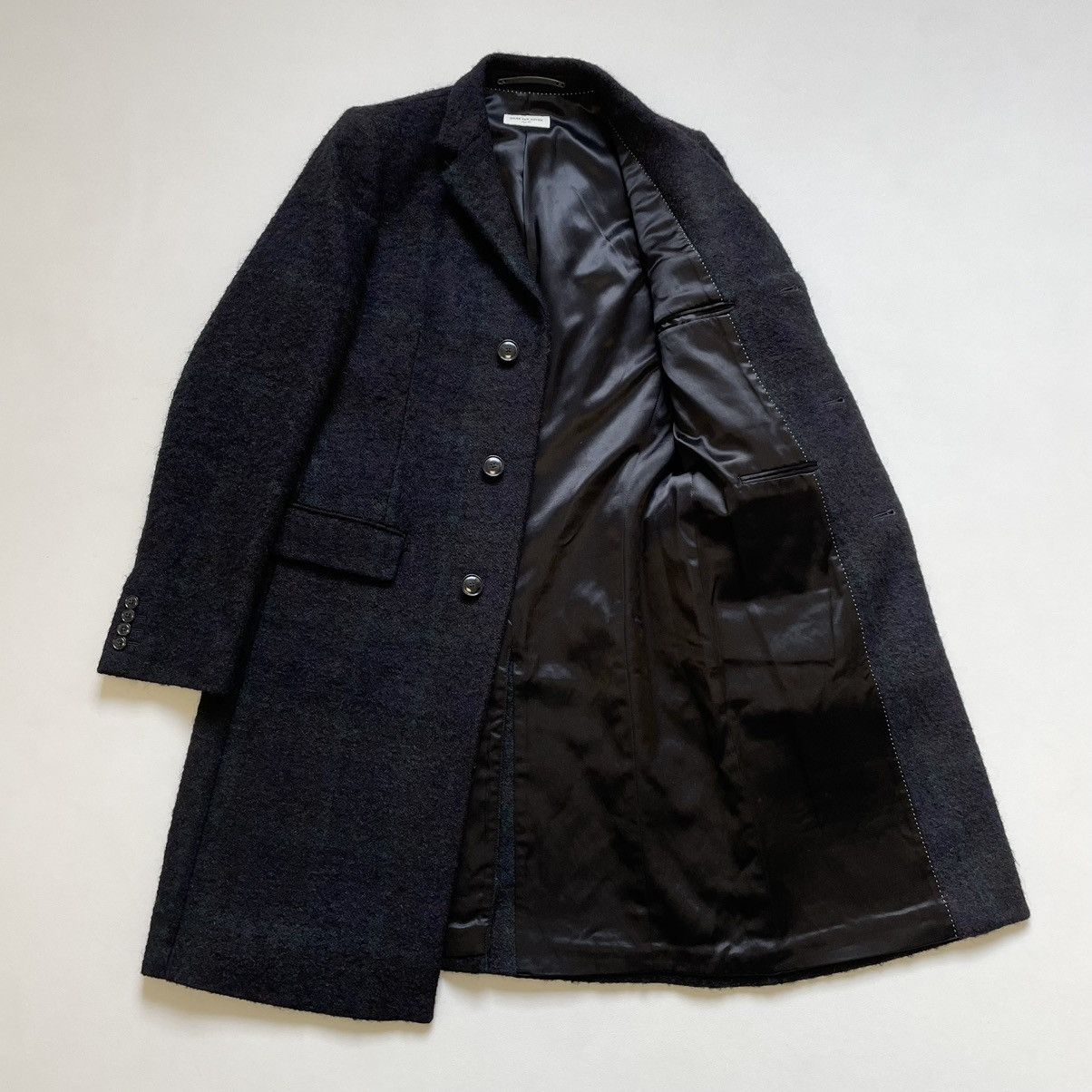 Dries Van Noten Black Boucle Check Wool Overcoat Size US S / EU 44-46 / 1 - 11 Thumbnail
